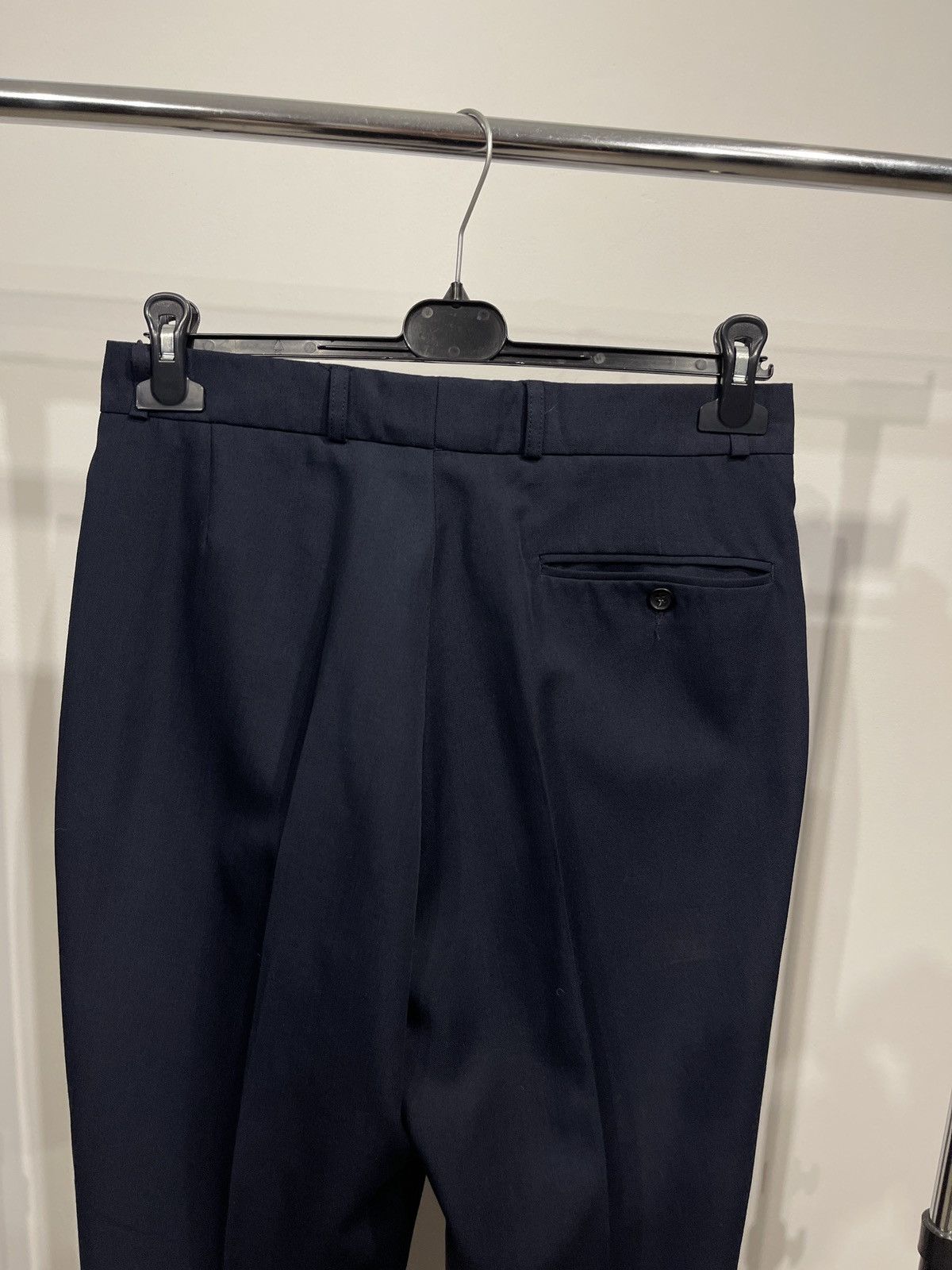 Vintage Vintage Sandro Pozzi Wool Pleated Trousers Navy Blue US30in Size 36R - 5 Thumbnail