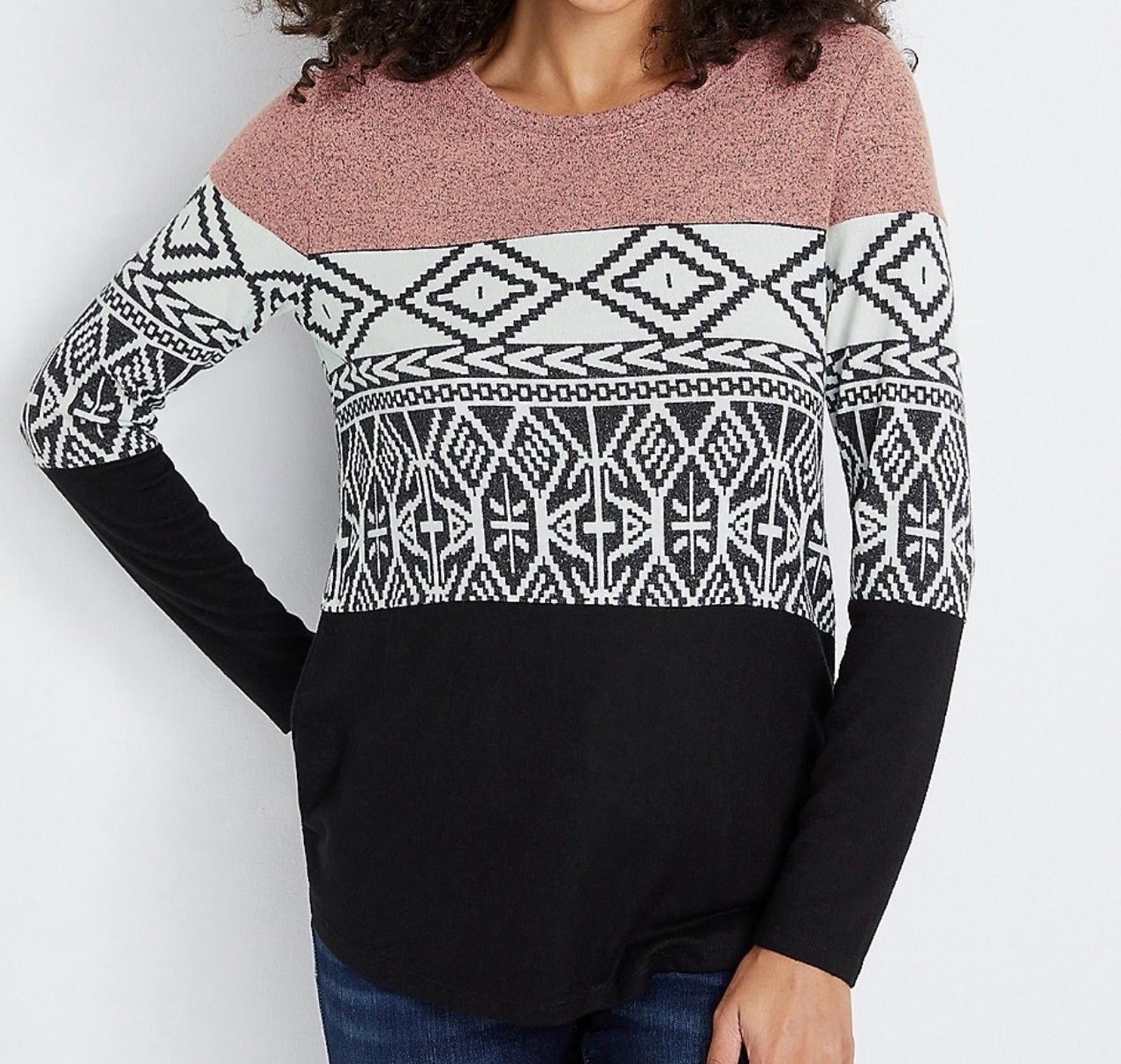 Other Maurices Medium Women's Long Sleeve Fair Isle Top NWT Size M / US 6-8 / IT 42-44 - 1 Thumbnail