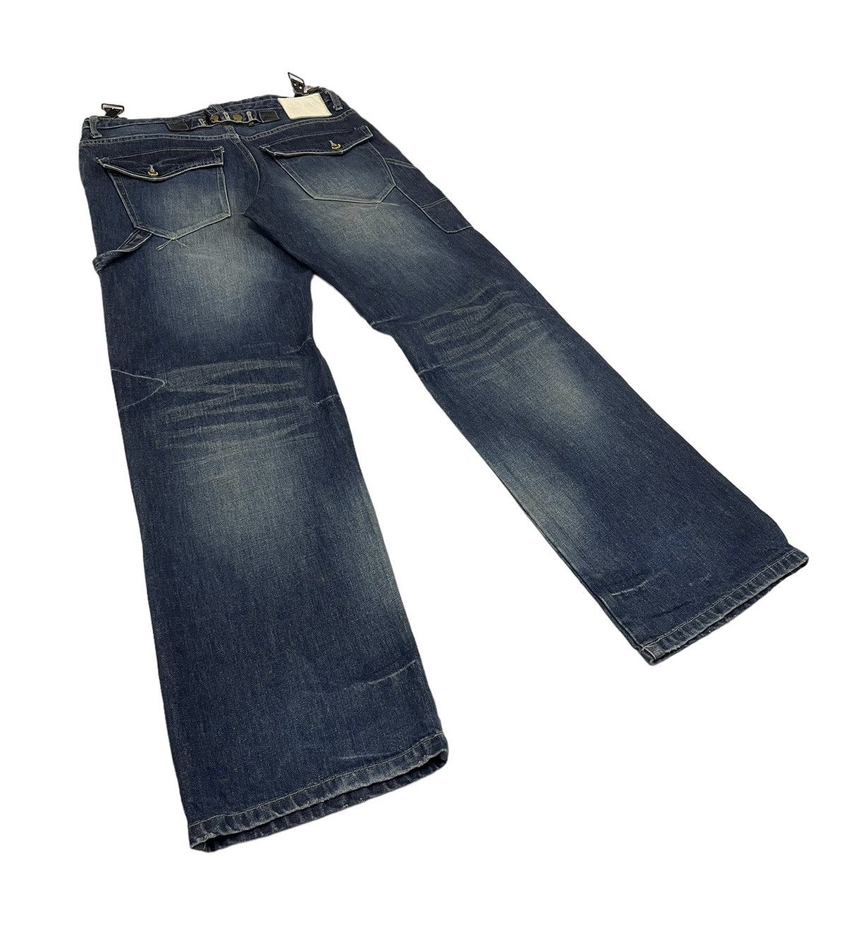PPFM Vintage PPFM Double Waist Carpenter Jeans Leather Buckles Size US 33 - 1 Thumbnail