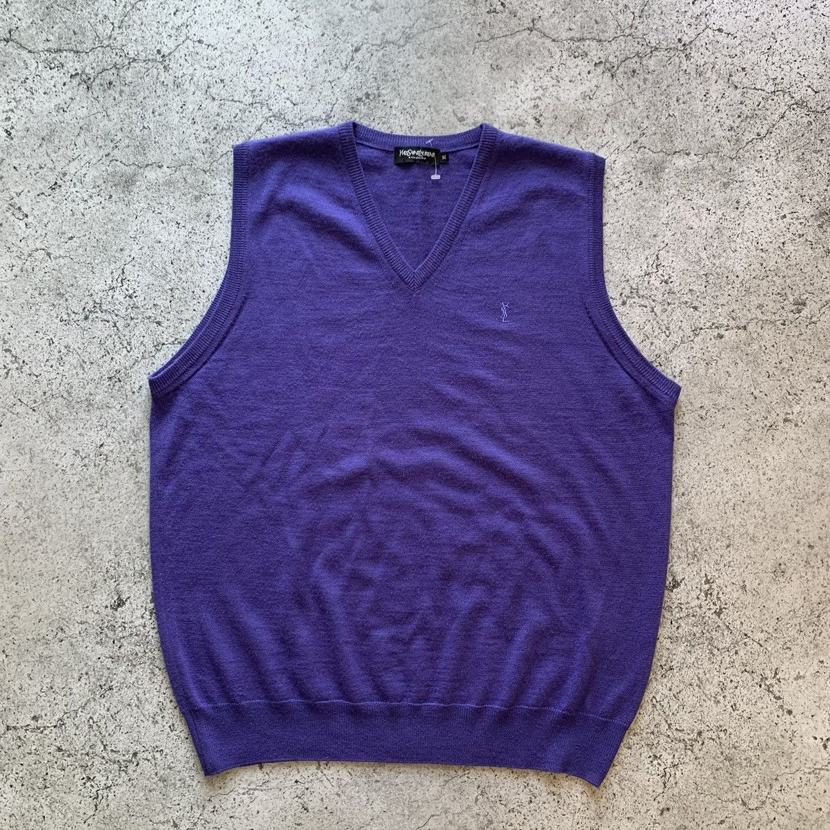 Vintage Vintage Yves Saint Laurent Knitted Vest rive gauche Y2K Size US XL / EU 56 / 4 - 1 Thumbnail
