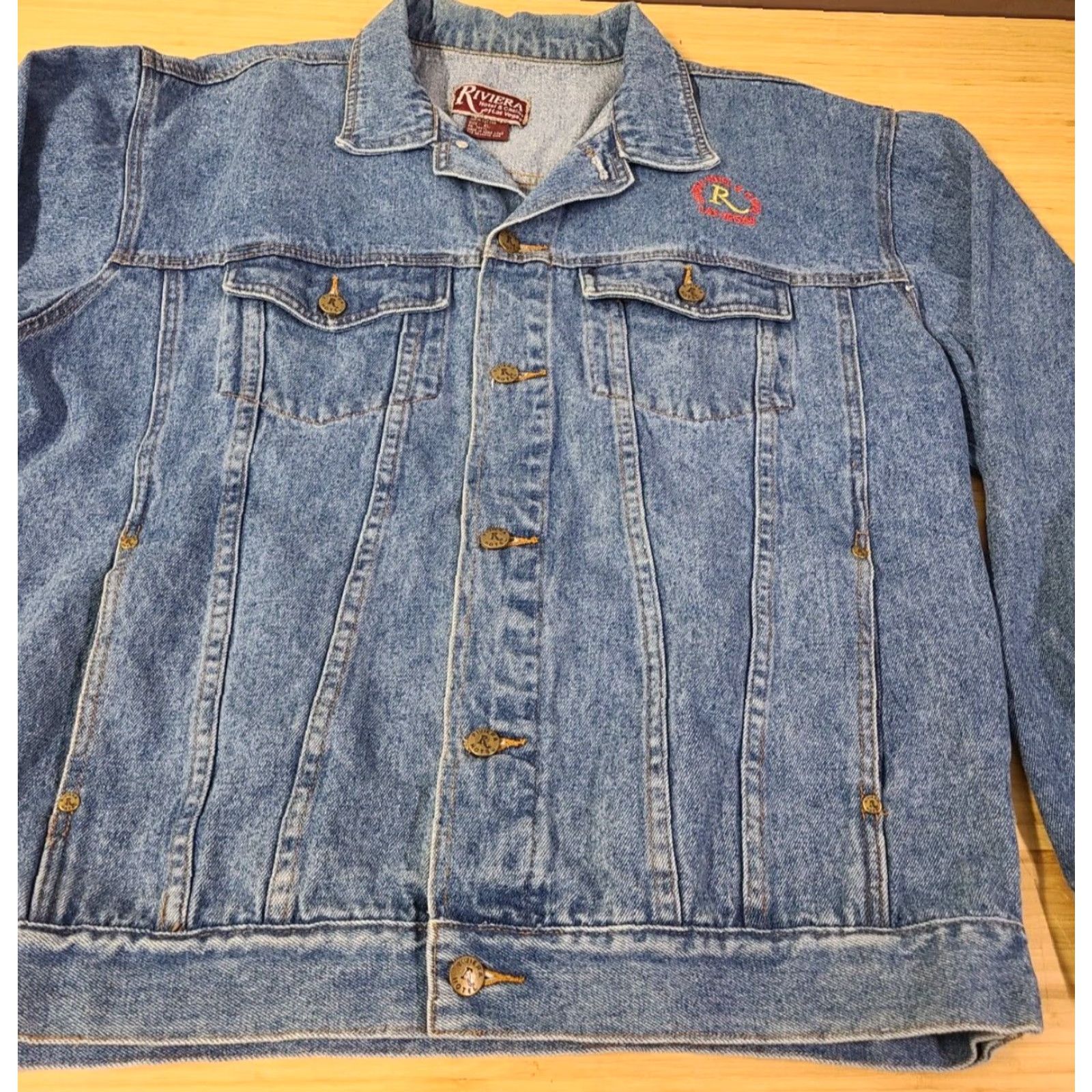 Rivieras VINTAGE Riviera Blues Denim Jacket Las Vegas 90s Nevada Mens XL Blue Jacket Size 40" / US 18 - 3 Thumbnail