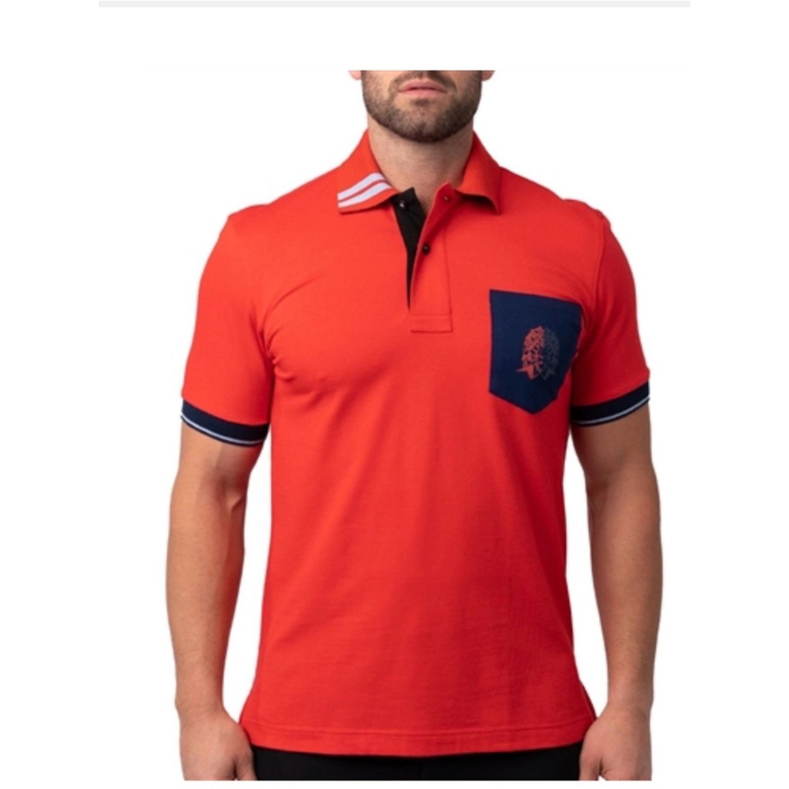 Maceoo Men's Maceo Red Polo Shirt with Navy Pocket and lion 🦁 S Size US S / EU 44-46 / 1 - 1 Thumbnail