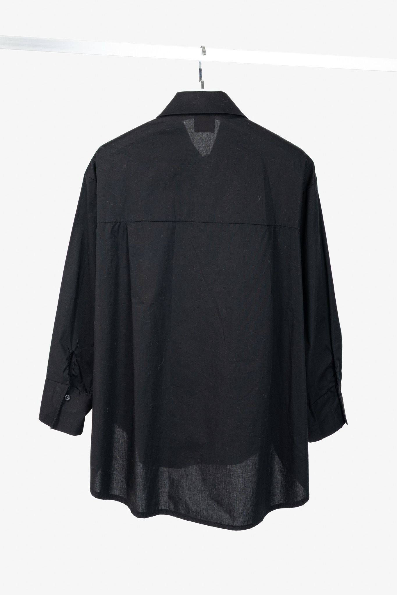 Other Zeta Otto Black Cotton Poplin Embellished-Tie Buttoned Shirt Size XL / US 12-14 / IT 48-50 - 2 Thumbnail