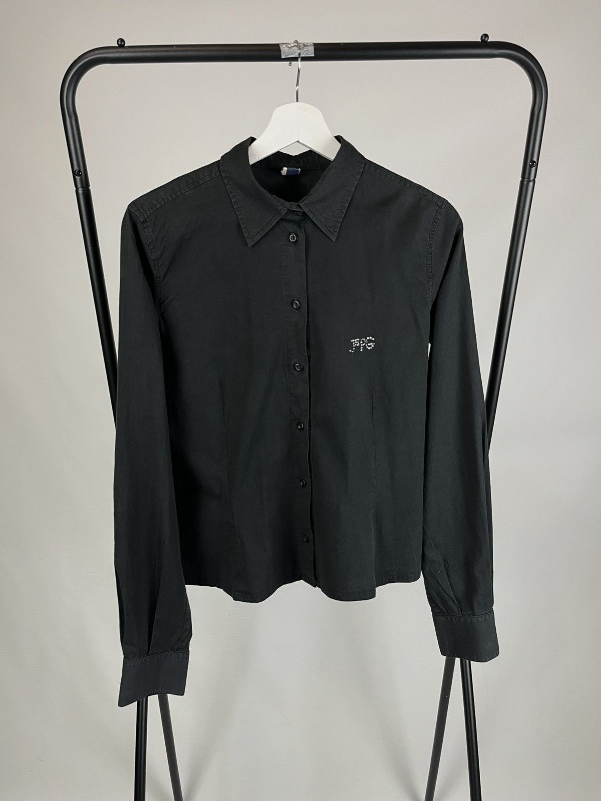Jean Paul Gaultier Vintage Jean Paul Gaultier Black Shirt Double Big Logo Size S / US 4 / IT 40 - 1 Thumbnail
