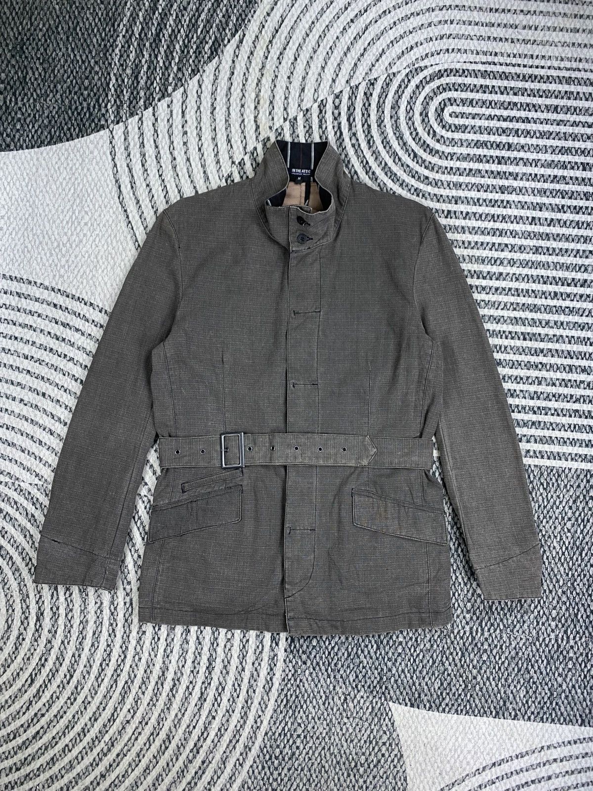 In The Attic In The Attic Grey Utility Jacket with Belt & Patterned Colar Size US M / EU 48-50 / 2 - 3 Thumbnail