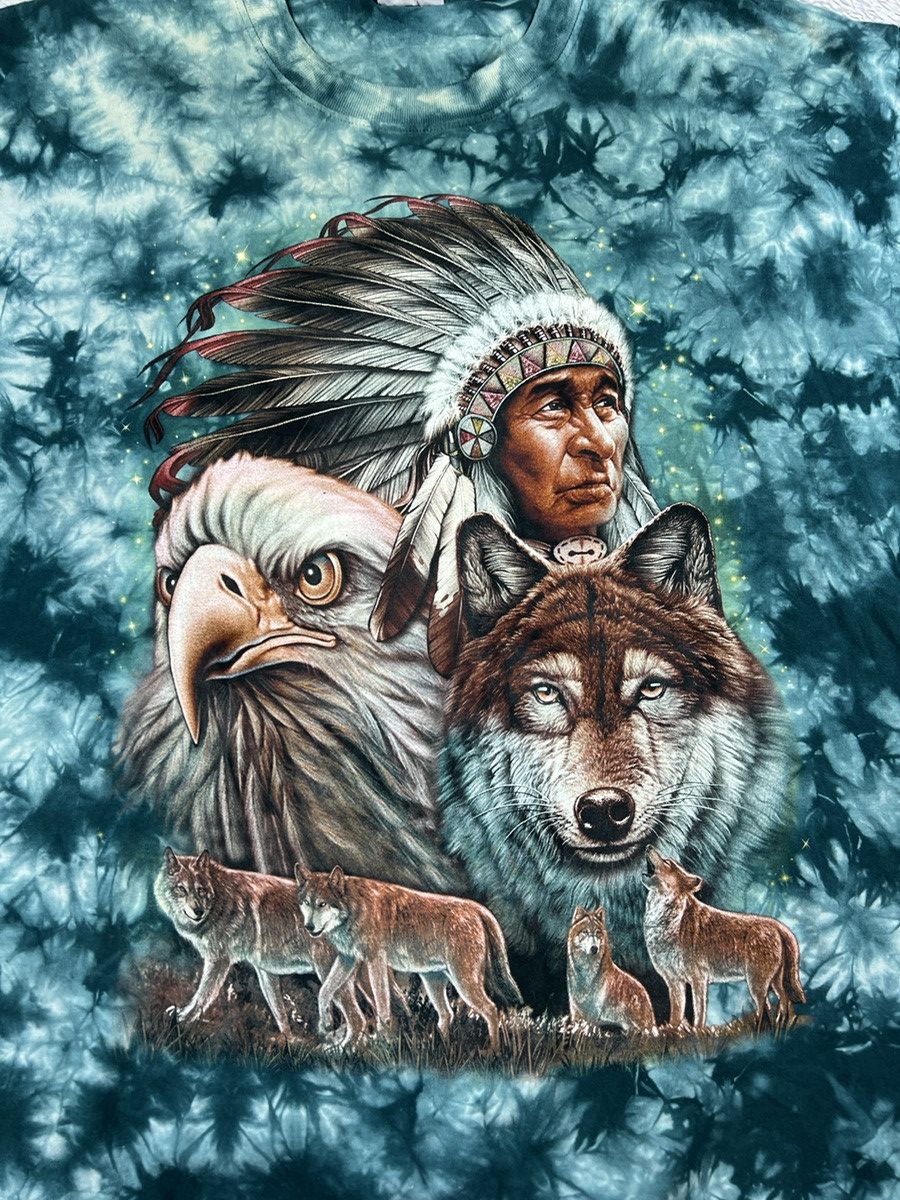 Habitat × Vintage Vintage 90s Animal Wolf Eagle Indian Tee y2k style Size US XXL / EU 58 / 5 - 2 Thumbnail