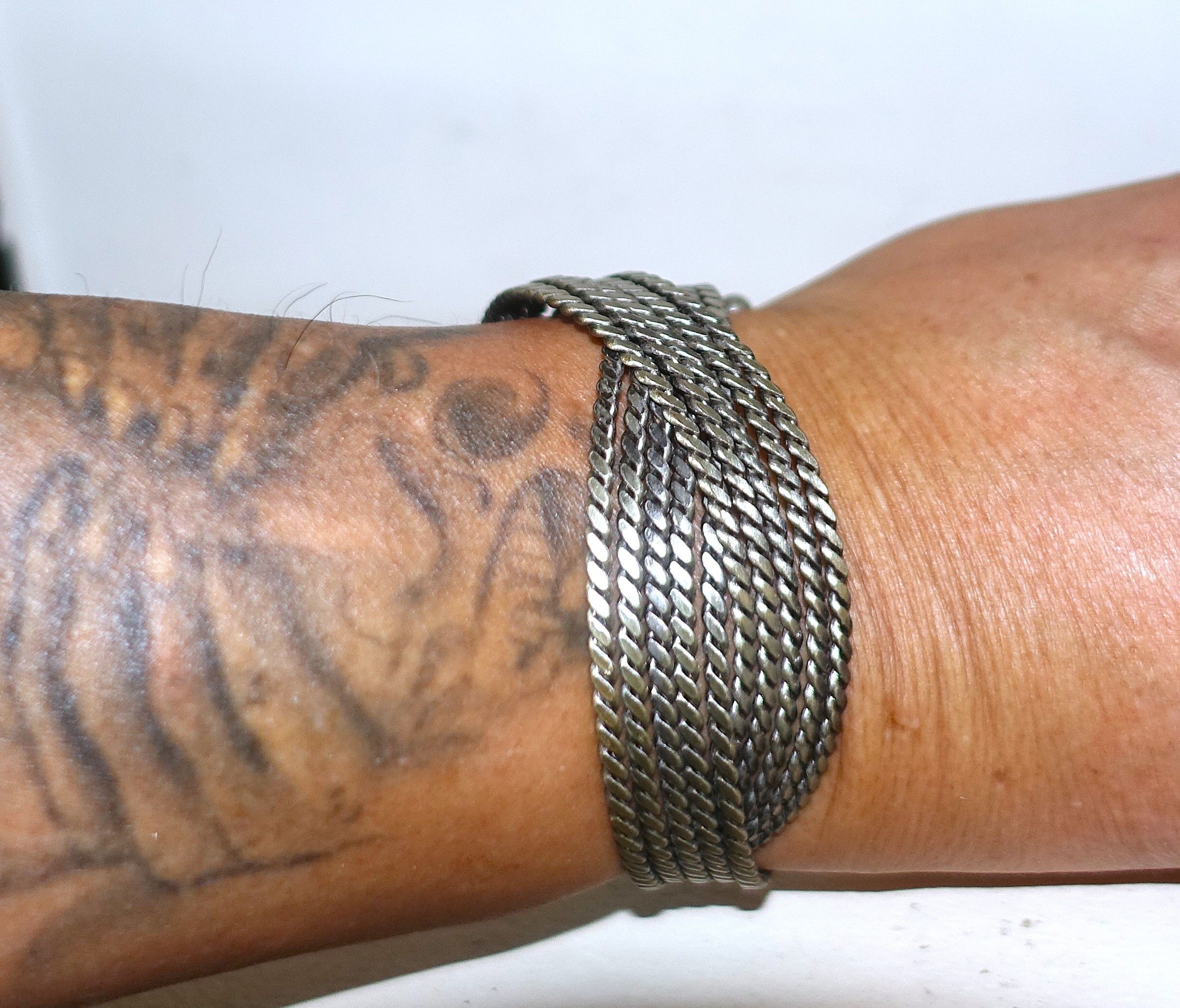 Vintage Silver tone Multi Strand Cuff Bracelet Size ONE SIZE - 7 Thumbnail