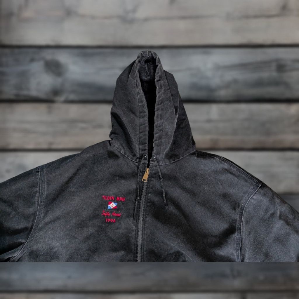 Carhartt VINTAGE Carhartt Jacket 2XL/3XL Hooded Full Zip Canvas Black Men's Bomber Workwear 90s Size US XXL / EU 58 / 5 - 1 Thumbnail