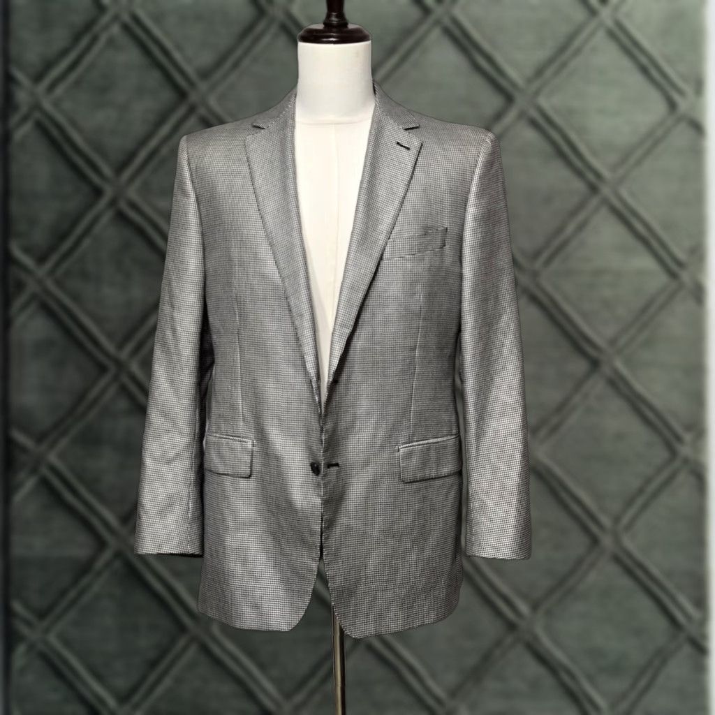 Vintage Paul Betenly Blazer Mens 42R Black White Houndstooth Wool Silk Sport Coat Jacket Blazer Mens 42R Black White Houndstooth Wool Silk Sport Coat Jacket Size 42R - 1 Thumbnail