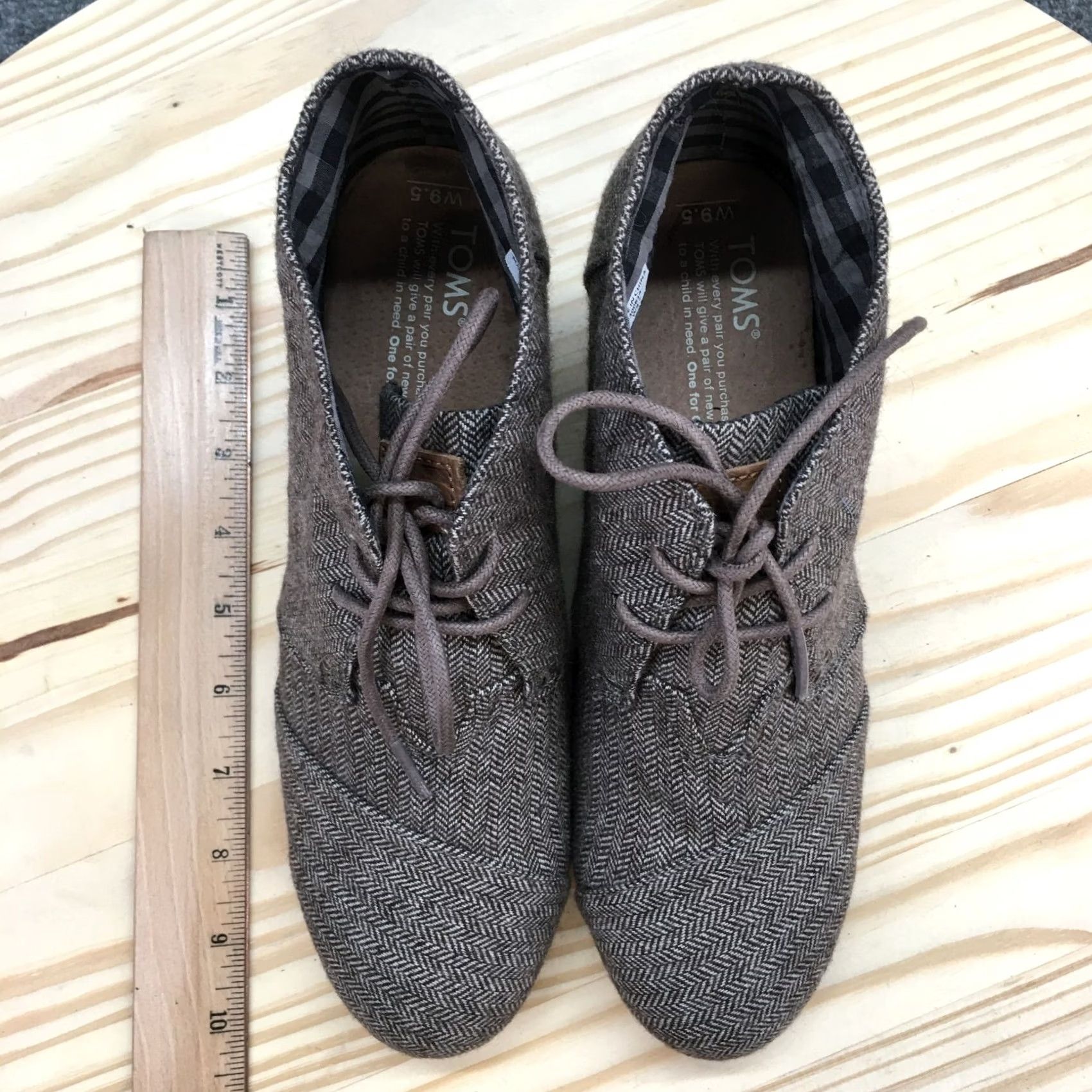 Toms TOMS Boots Womens 9.5 Herringbone Print Desert Ankle Bootie Brown Fabric Wedge Size US 10 / IT 40 - 5 Thumbnail