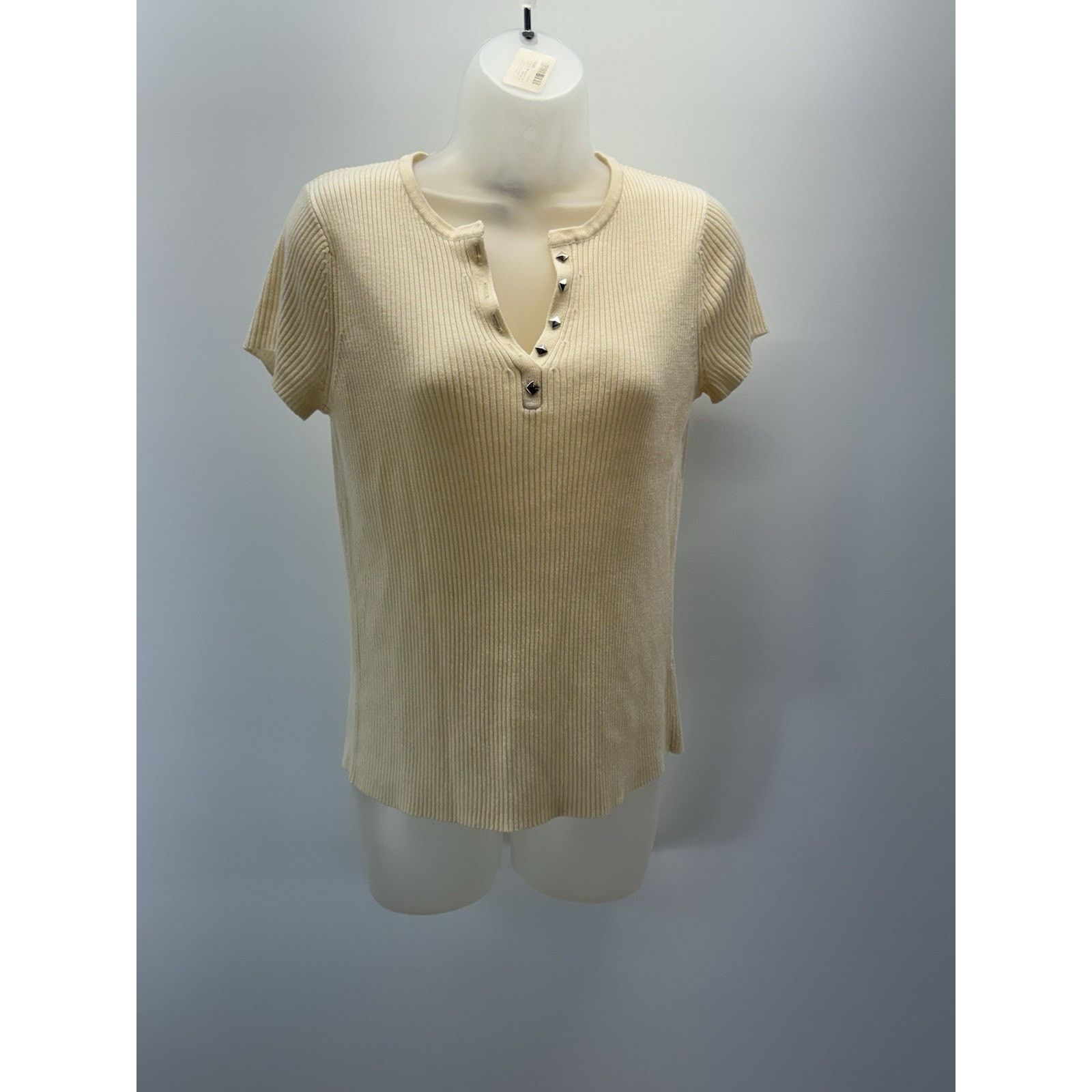 Other R.Q.T Women Top Size M Tan Brown Short Sleeve Silky Medal Size M / US 6-8 / IT 42-44 - 2 Thumbnail