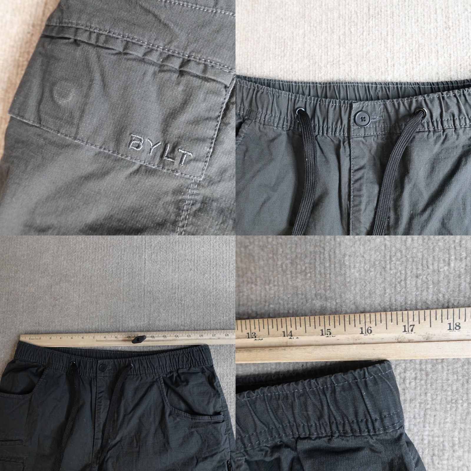 Vintage Bylt Shorts 2XL Gray Cargo Ripstop Drawstring 6.5" Inseam Cotton Blend Pocket Athletic Mens Size US 39 - 8 Thumbnail