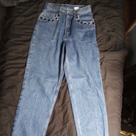 Other Rockies Embellished Stud Denim Blue Jeans High Rise Tapered Size 30" / US 8 / IT 44 - 2 Thumbnail