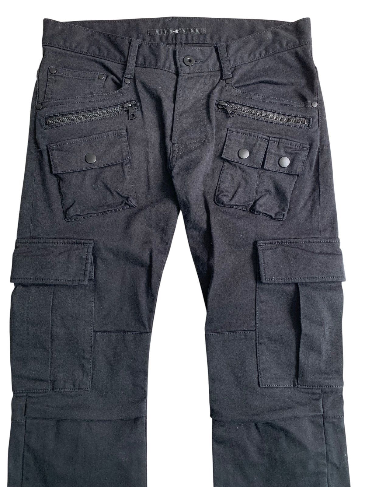 Japanese Brand No Id Multipocket Black Skinny Punk Pants Size US 30 / EU 46 - 2 Thumbnail