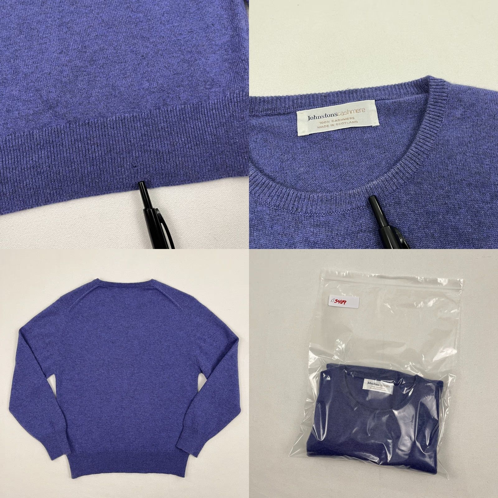 Vintage VTG Johnstons Cashmere Sweater Womens S 34" Blue Purple Crew Old Money Luxe 90s Size S / US 4 / IT 40 - 8 Thumbnail
