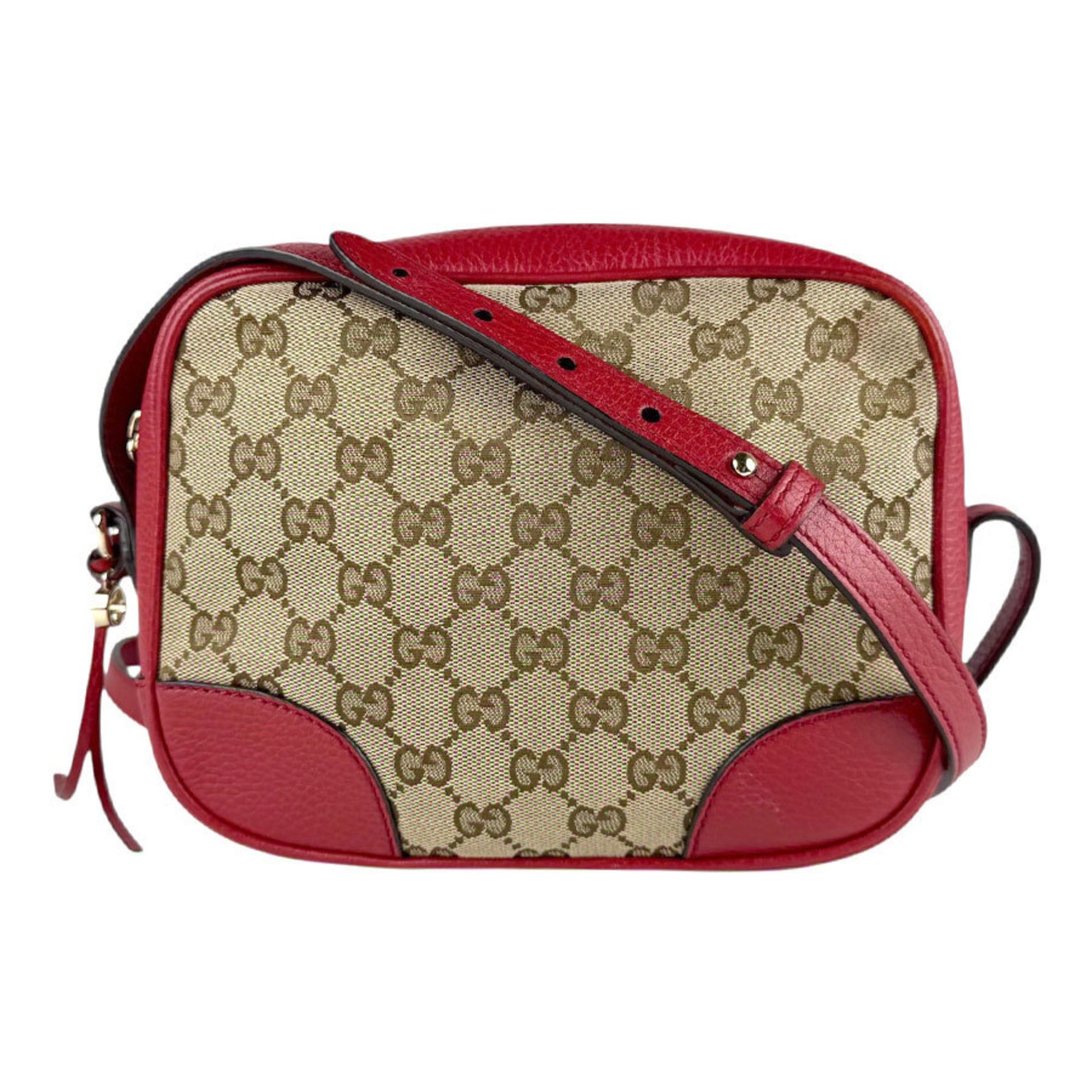 Gucci GG Canvas/Leather Shoulder Bag Red and Brown Women's 449413 z8132