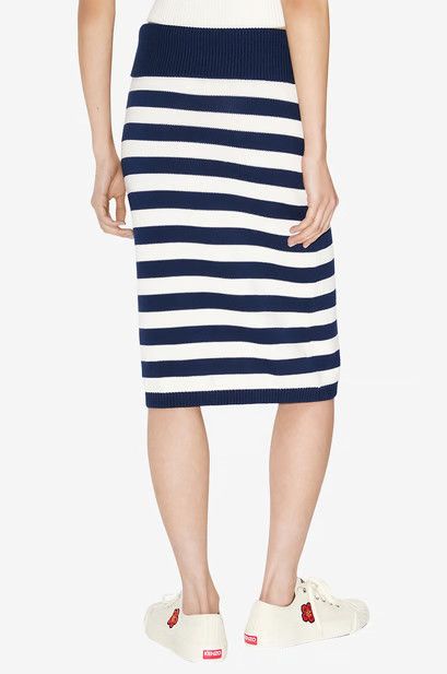 Kenzo o1y1025 Midi Skirt in Blue/White Size 26" / US 2 / IT 38 - 4 Thumbnail