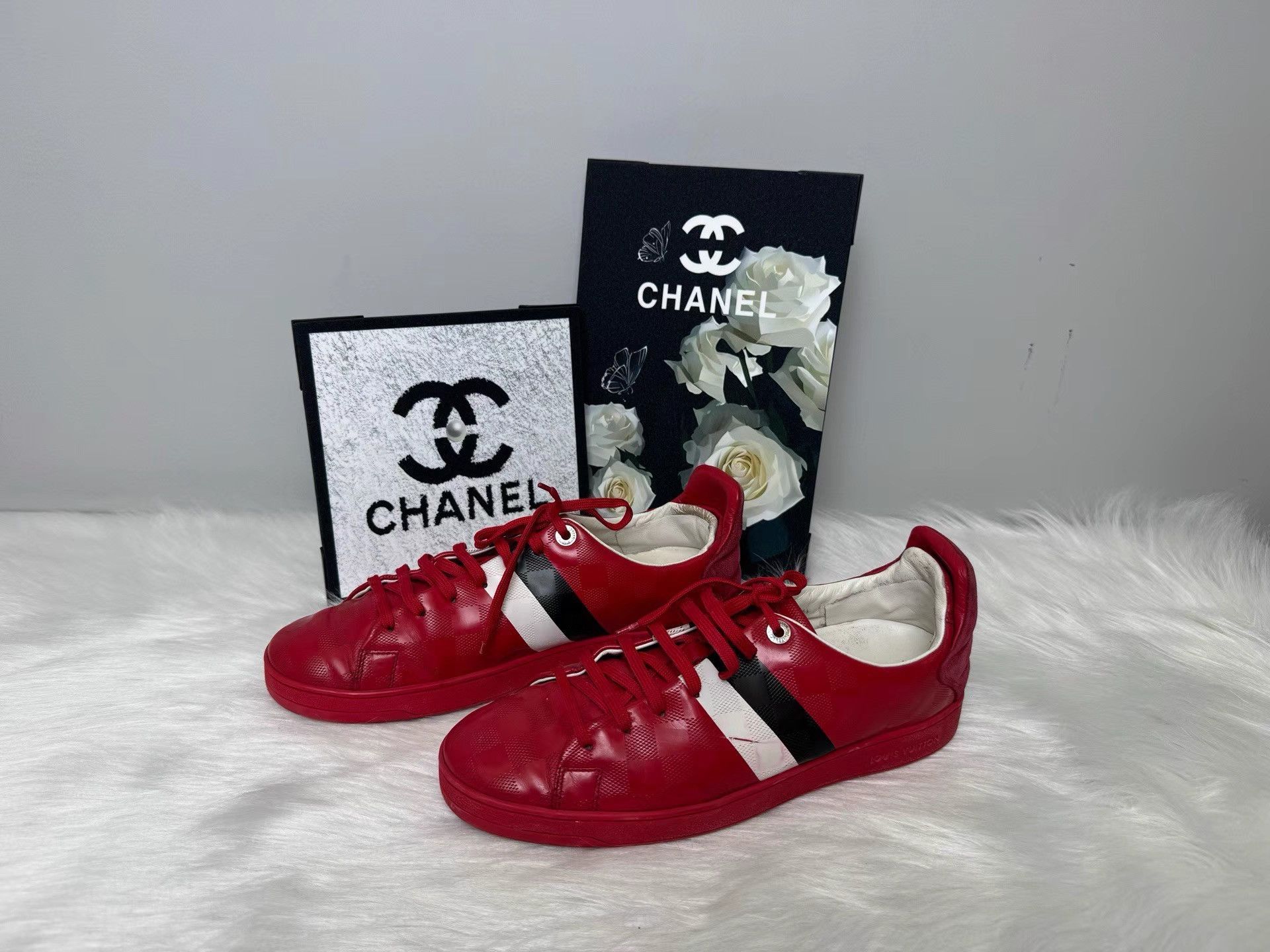 Louis Vuitton Louis Vuitton Red Checkerboard Sneakers K36 Size US 9.5 / EU 42-43 - 1 Thumbnail
