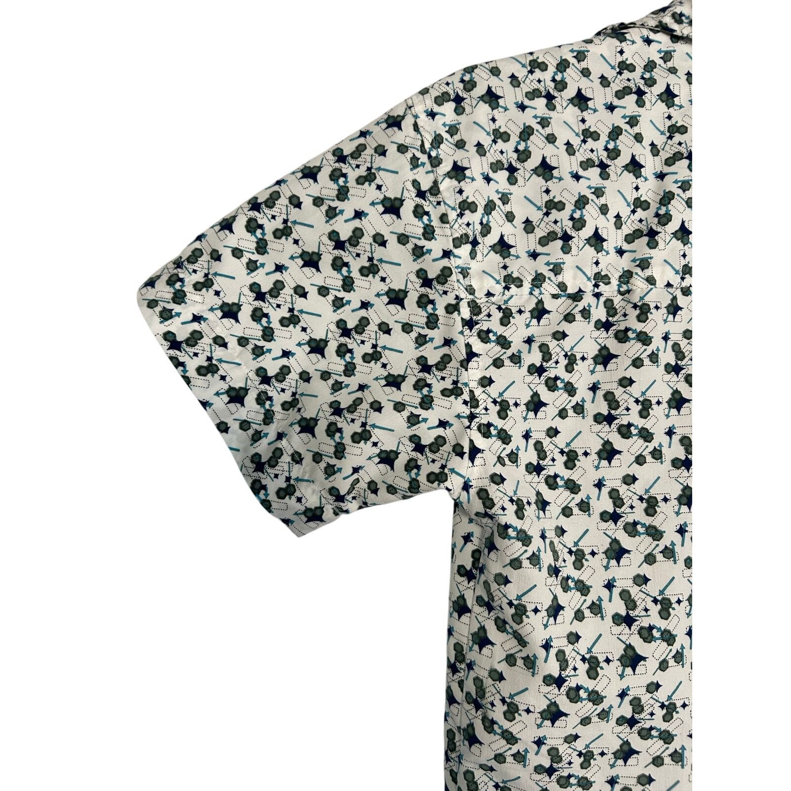Vintage VTG Address Unknown White Teal S Atomic Retro 90s Mod Button Size US S / EU 44-46 / 1 - 6 Thumbnail