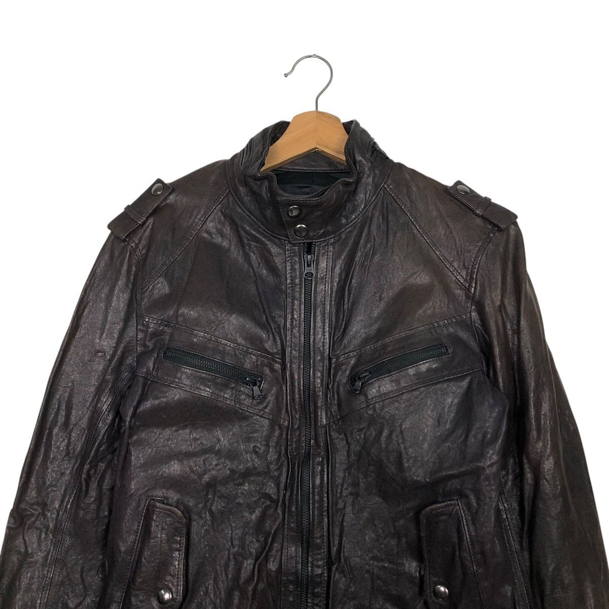 Vintage 🔥VINTAGE LEATHER JACKET NATIONALITY+ NAME GROSBEC CAFE RACER Size US M / EU 48-50 / 2 - 5 Thumbnail