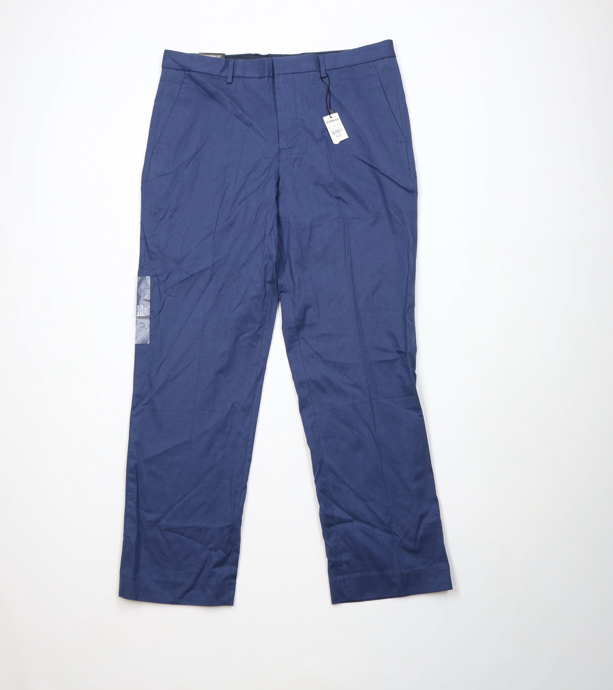 Express New Express Modern Fit Straight Leg Chino Pants Blue Size US 33 - 1 Thumbnail