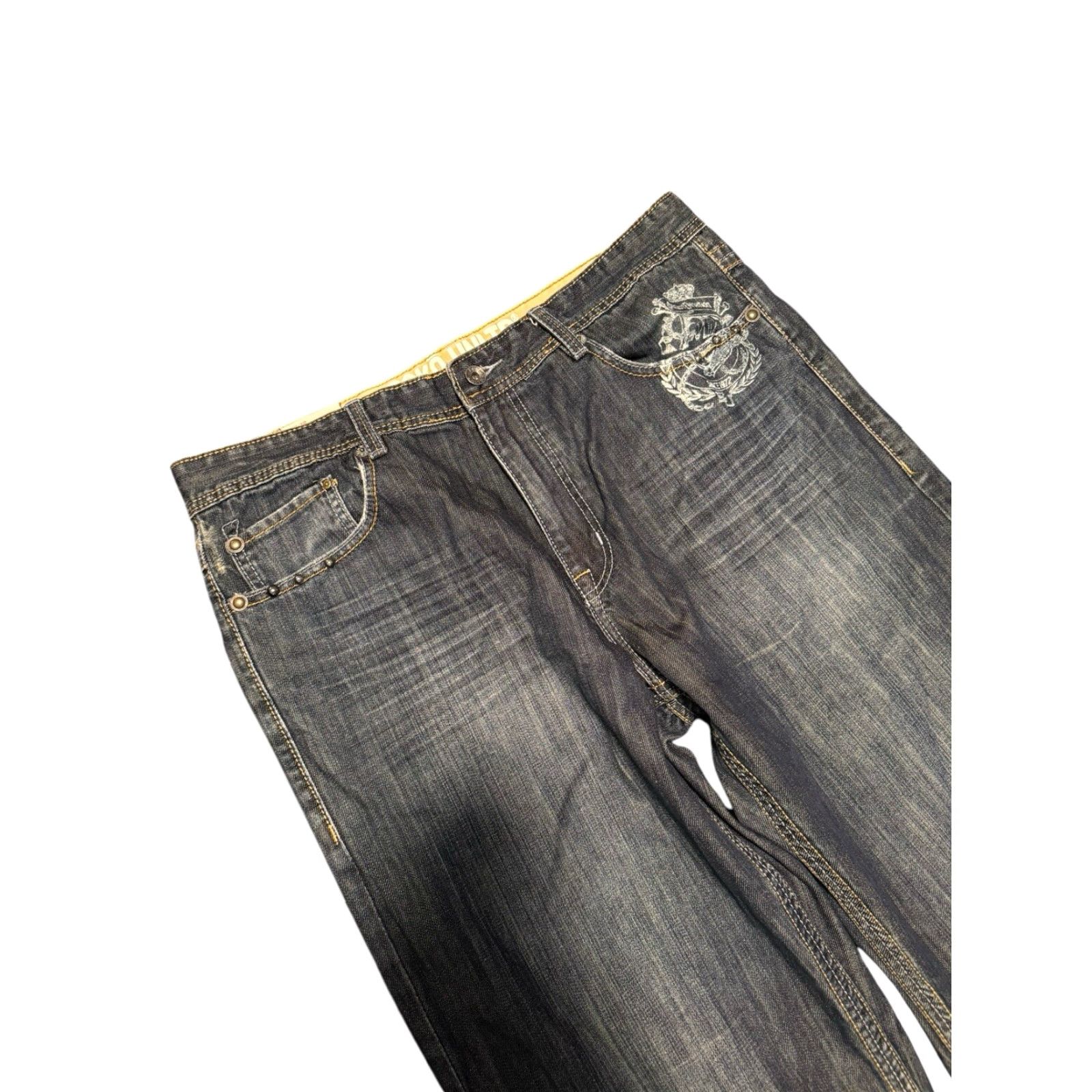 Ecko Unltd. VINTAGE ECKO UNLTD. Blue Baggy Fit Denim Jeans 38x32 Mens 90s Hip Hop Graffiti Embroidered Baggy Size US 38 / EU 54 - 3 Thumbnail