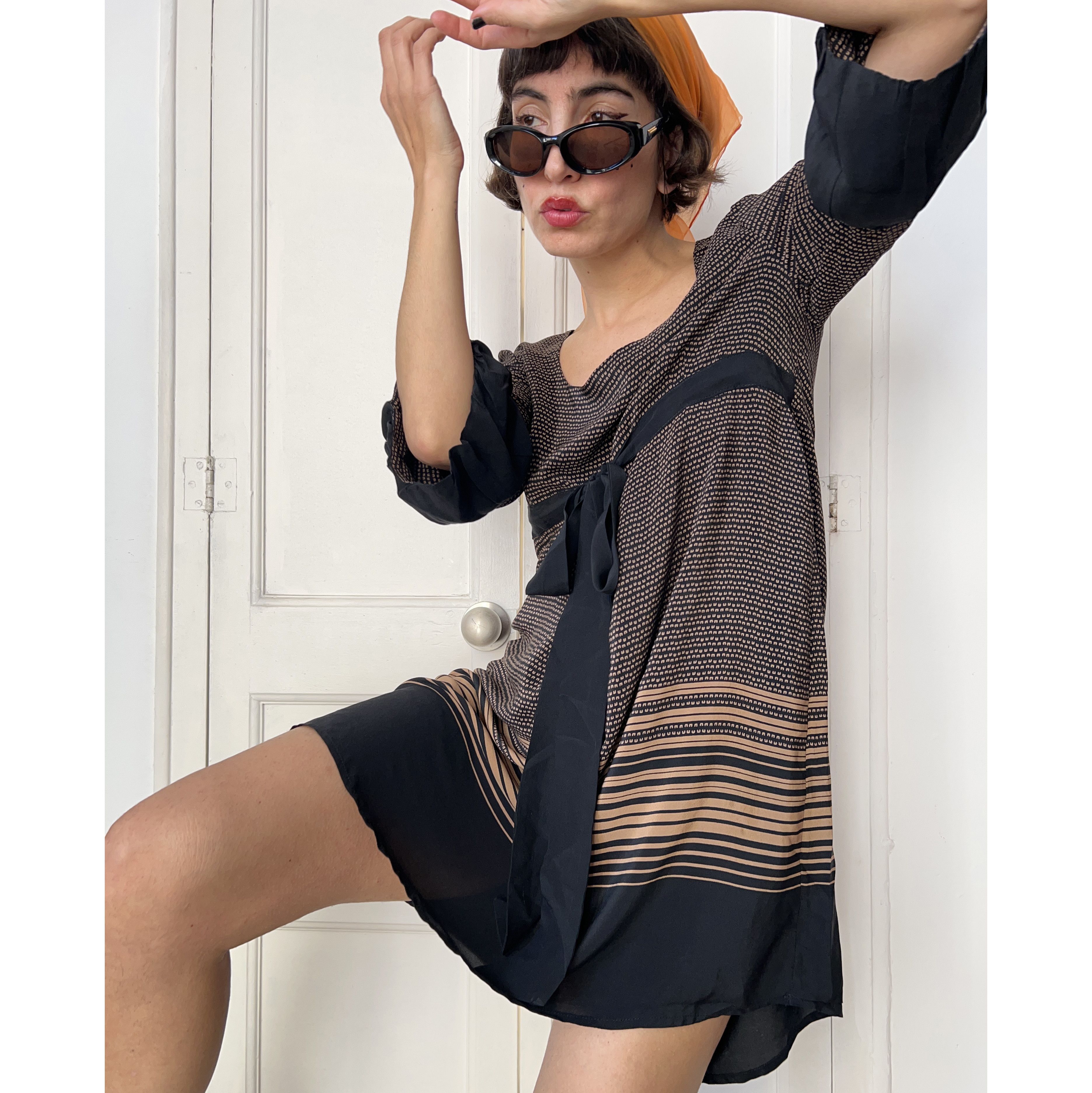 Vintage Vintage y2k babydoll silk geometric mini dress Size M / US 6-8 / IT 42-44 - 6 Thumbnail