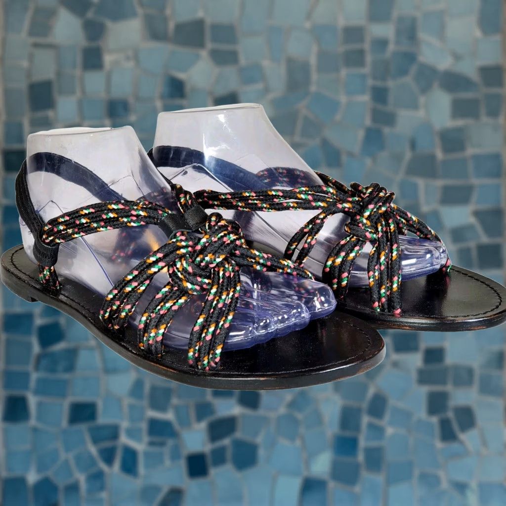 Anthropologie Anthropologie Reeta Sandals Women's US 10 Leather Knotted Stretch Strap Casual Slingbacks Multicolor Size US 10 / IT 40 - 1 Thumbnail