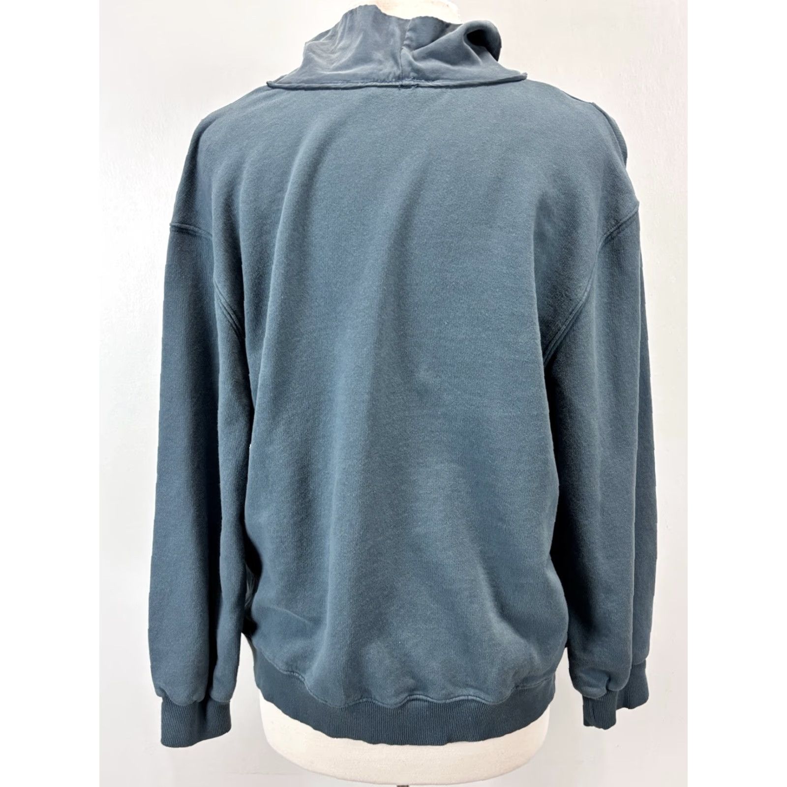 Zara VINTAGE Zara Women's Sweatshirt Large Blue Oversized Cowl Neck Pullover Activewear Spring Fall Winter Size L / US 10 / IT 46 - 3 Thumbnail