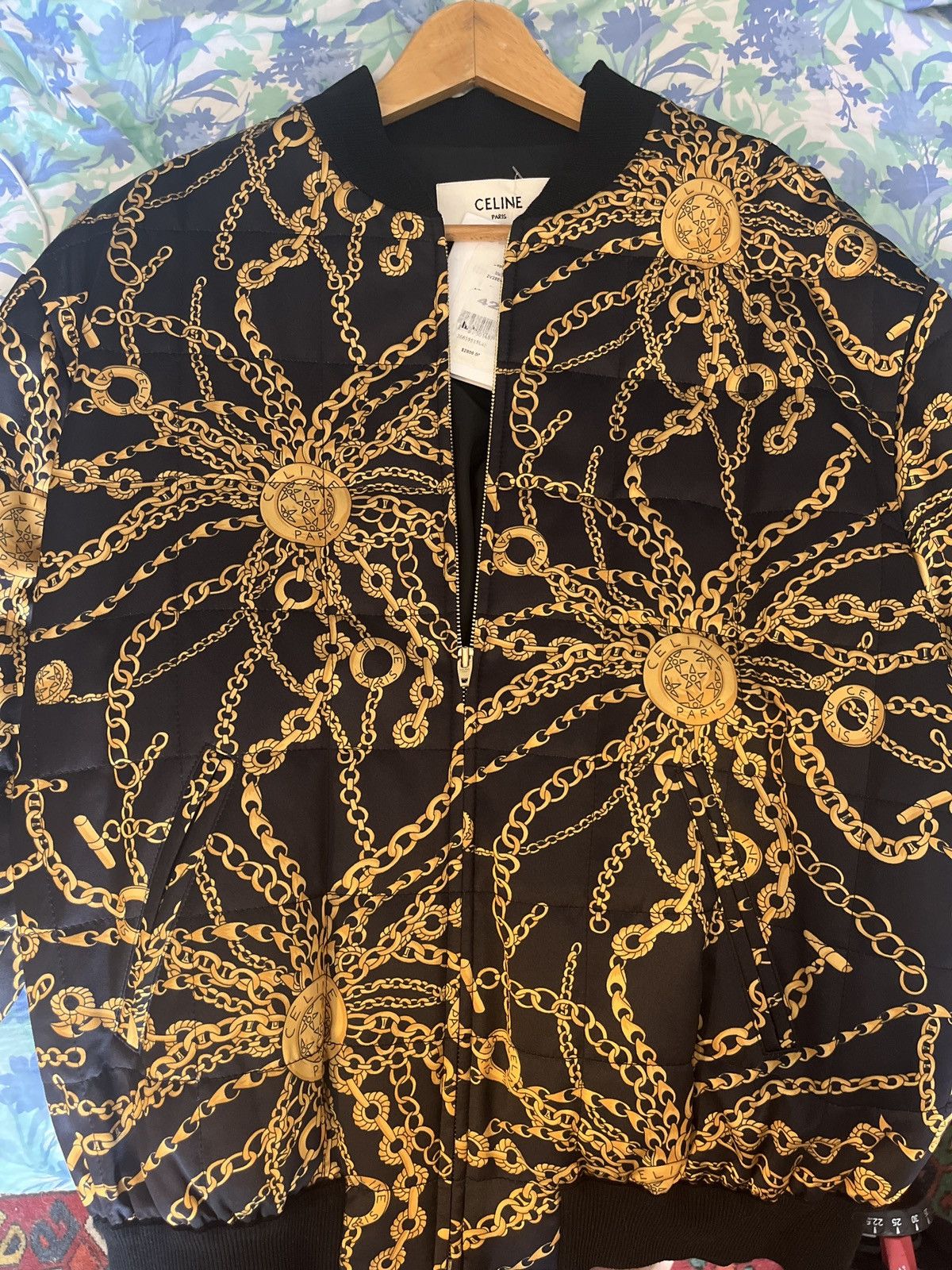 Celine Celine Black / Gold, Casaque Bomber Jacket, 2V28E423N.38MR Size M / US 6-8 / IT 42-44 - 6 Thumbnail