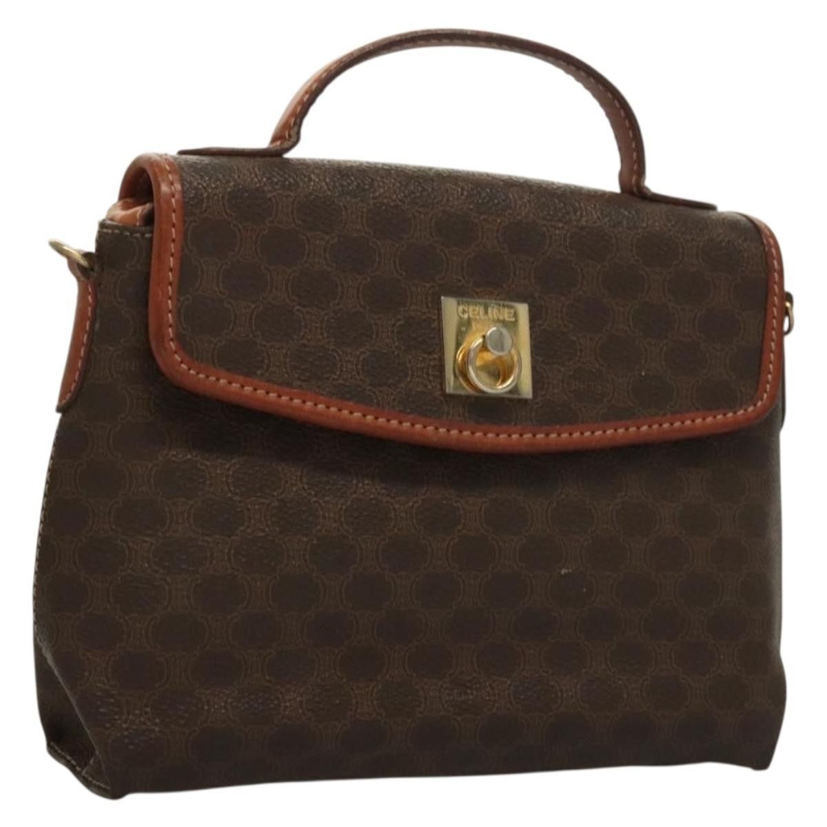 Celine CELINE Macadam Canvas Hand Bag Pvc Leather Brown Gold Size ONE SIZE - 1 Thumbnail
