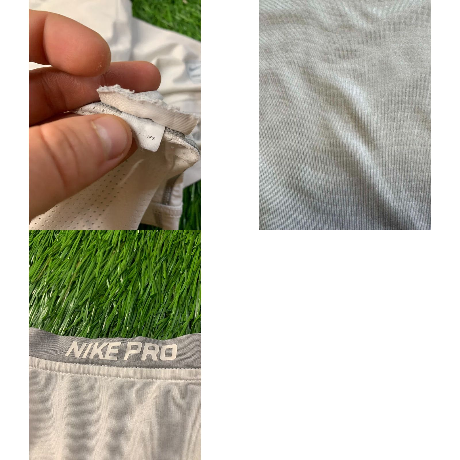 Nike Nike Pro Dri-Fit Original Men Compression Sport Training Shirt Jersey Tee L White and Gray Crew Neck Short Sleeves Activewear Shirt Mens Size US L / EU 52-54 / 3 - 8 Thumbnail