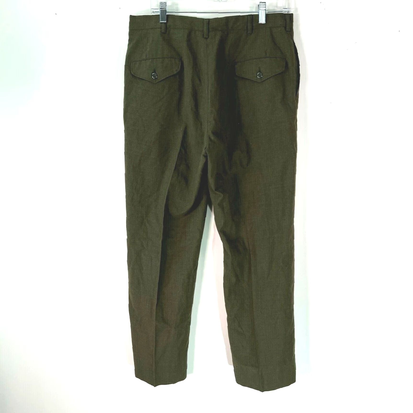 Vintage US ARMY Flat Front Low Rise Straight Leg Green Trouser Dress Pants Mens Size 33S Size US 33 - 2 Thumbnail