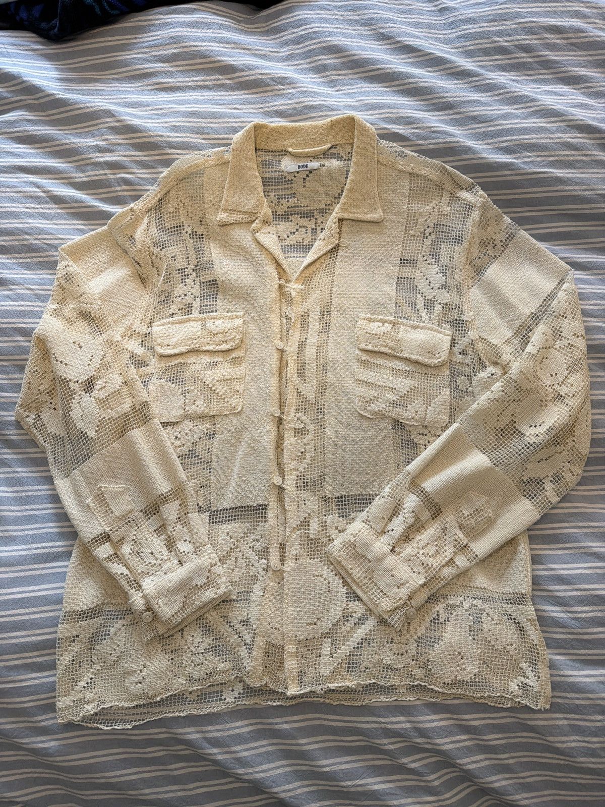 Bode Bode 2020 1-of-1 fruit lace shirt Size US XL / EU 56 / 4 - 1 Thumbnail