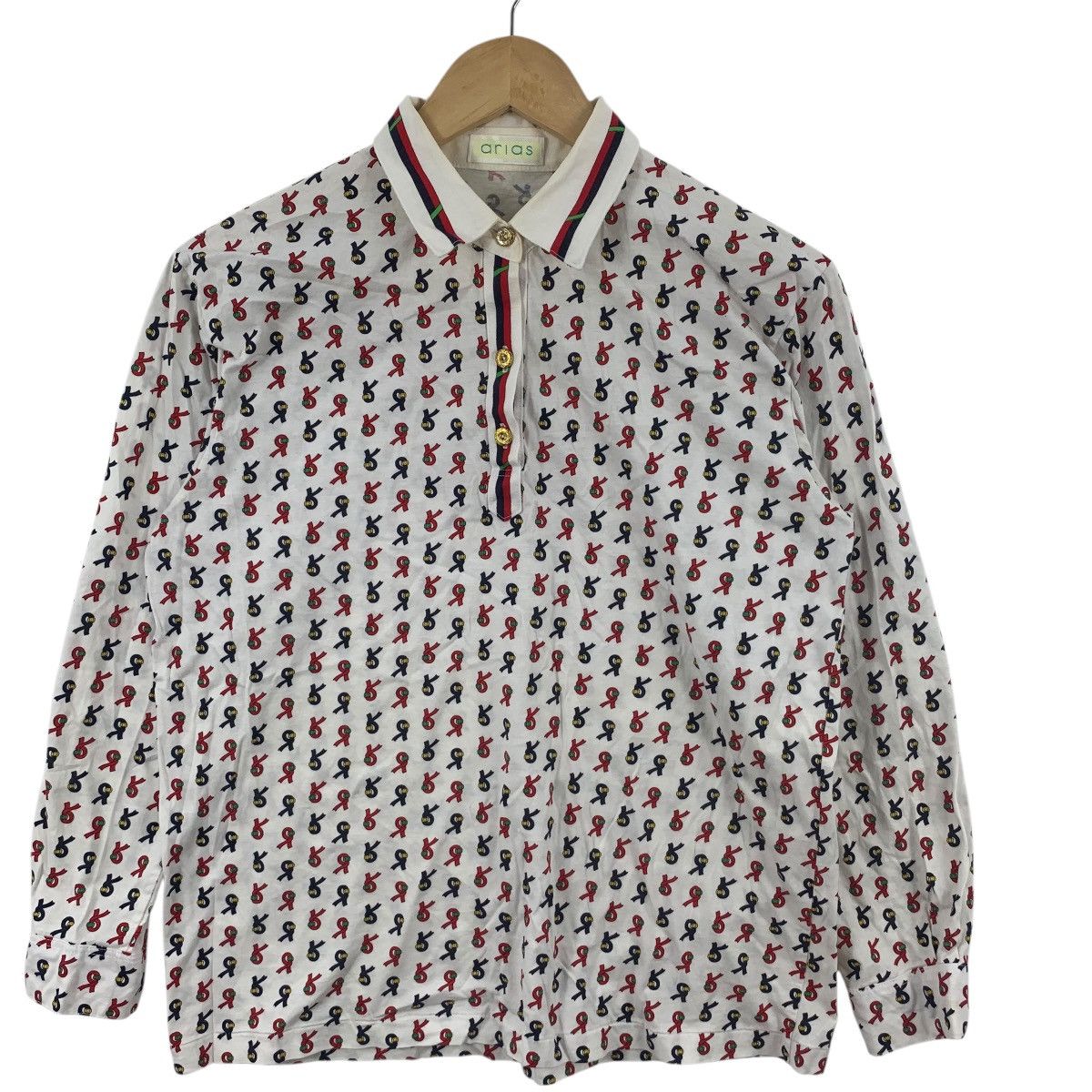 Vintage Vintage ARIAS PARIS Monogram Over Print AOP Polo Tee Shirt Size S / US 4 / IT 40 - 5 Thumbnail