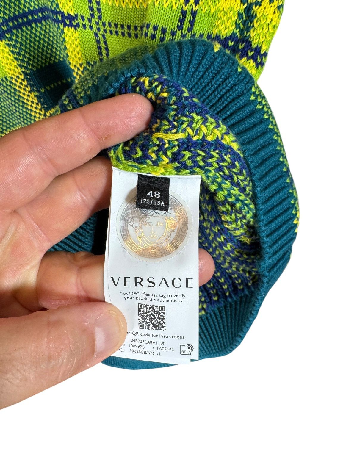 Versace Versace Green Blue Check Logo Vest Size US M / EU 48-50 / 2 - 5 Thumbnail