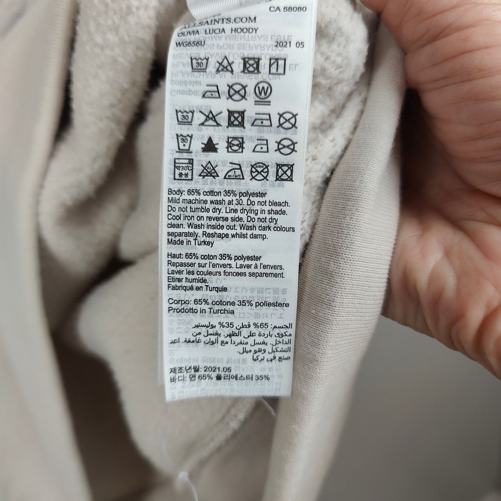 Allsaints AllSaints Olivia Lucia Hoodie Womens XS Pale Gray Pink Size XS / US 0-2 / IT 36-38 - 10 Thumbnail