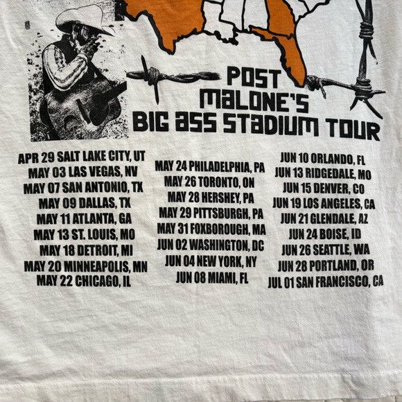 Other Official Post Malone Stadium Tour 2025 Graphic Posty Co Tee Size US M / EU 48-50 / 2 - 8 Thumbnail