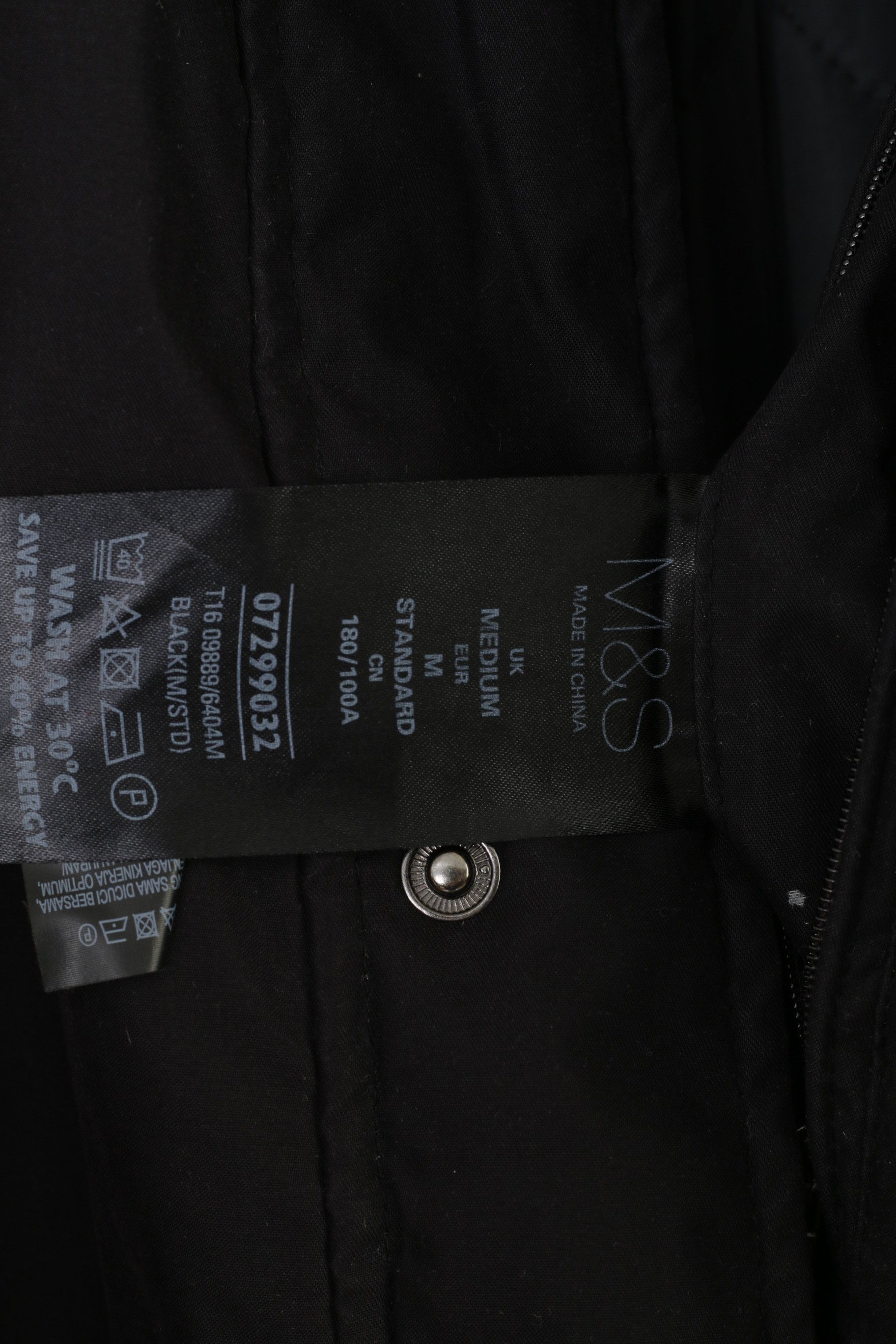 Marks & Spencer M&S Collection Men M Jacket Black Full Zipper Padded 10006 Size US M / EU 48-50 / 2 - 5 Thumbnail