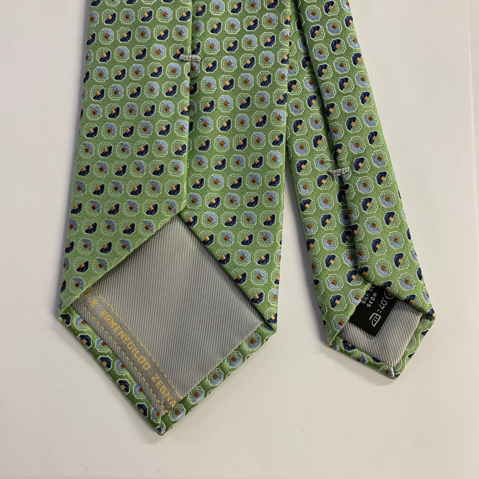 Ermenegildo Zegna ERMENEGILDO ZEGNA One Size Green Blue Silk Tie Size ONE SIZE - 2 Thumbnail
