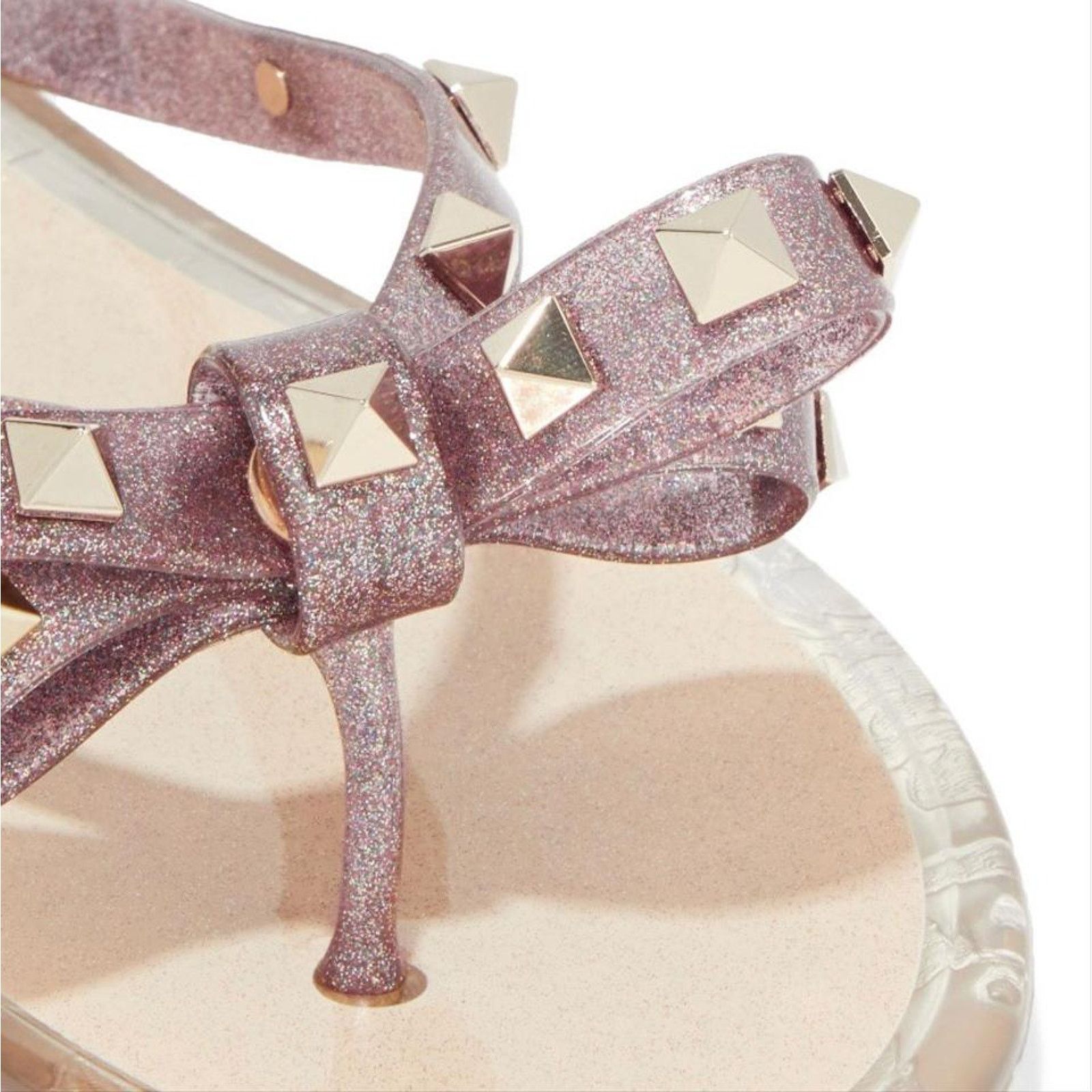 Valentino Valentino Garavani Rockstud bow glitter rubber sandals Size US 6 / IT 36 - 4 Thumbnail