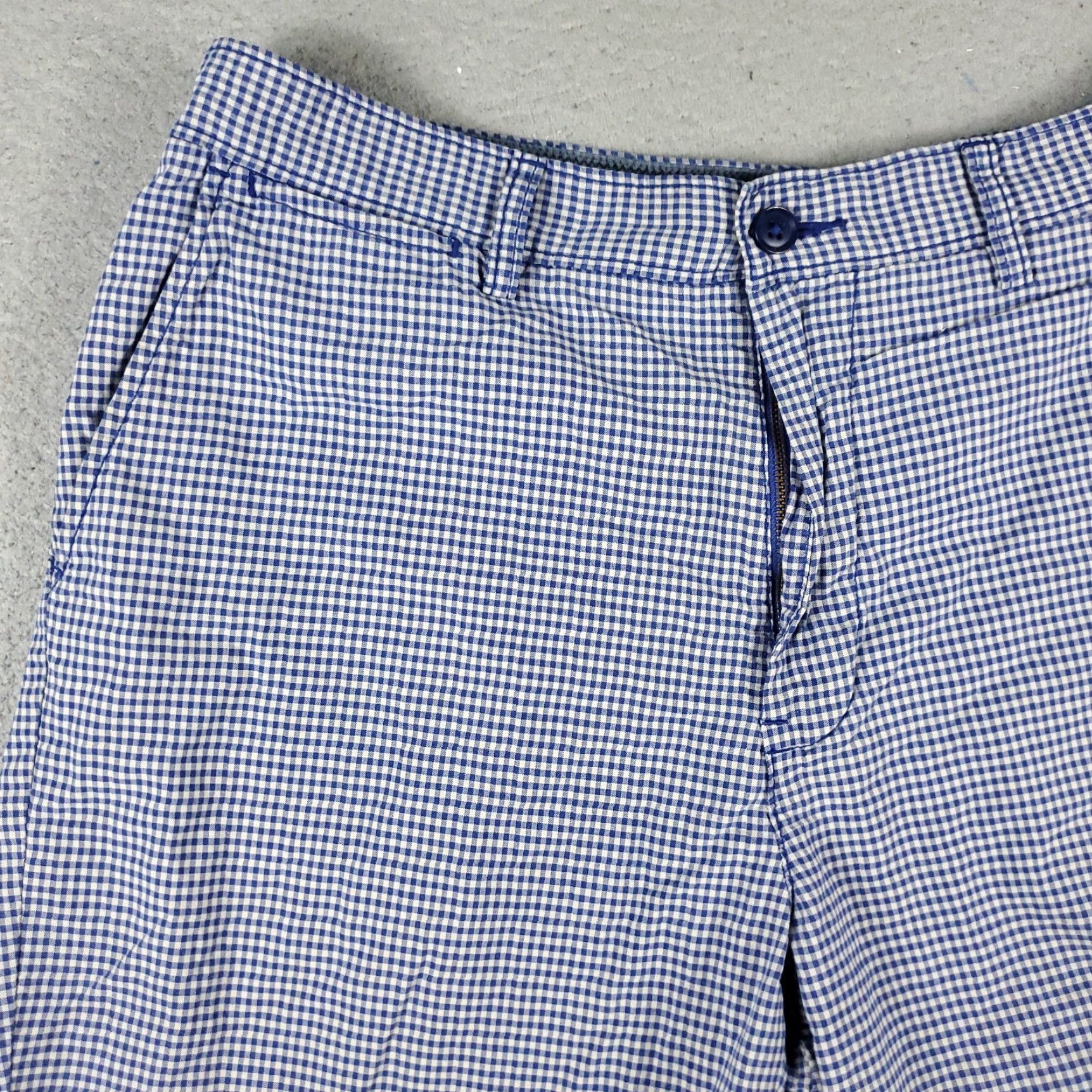 Nautica VINTAGE Nautica Shorts Men's Casual Chino Flat Front Size 33 Blue Check Cotton Outdoor Size US 33 - 2 Thumbnail