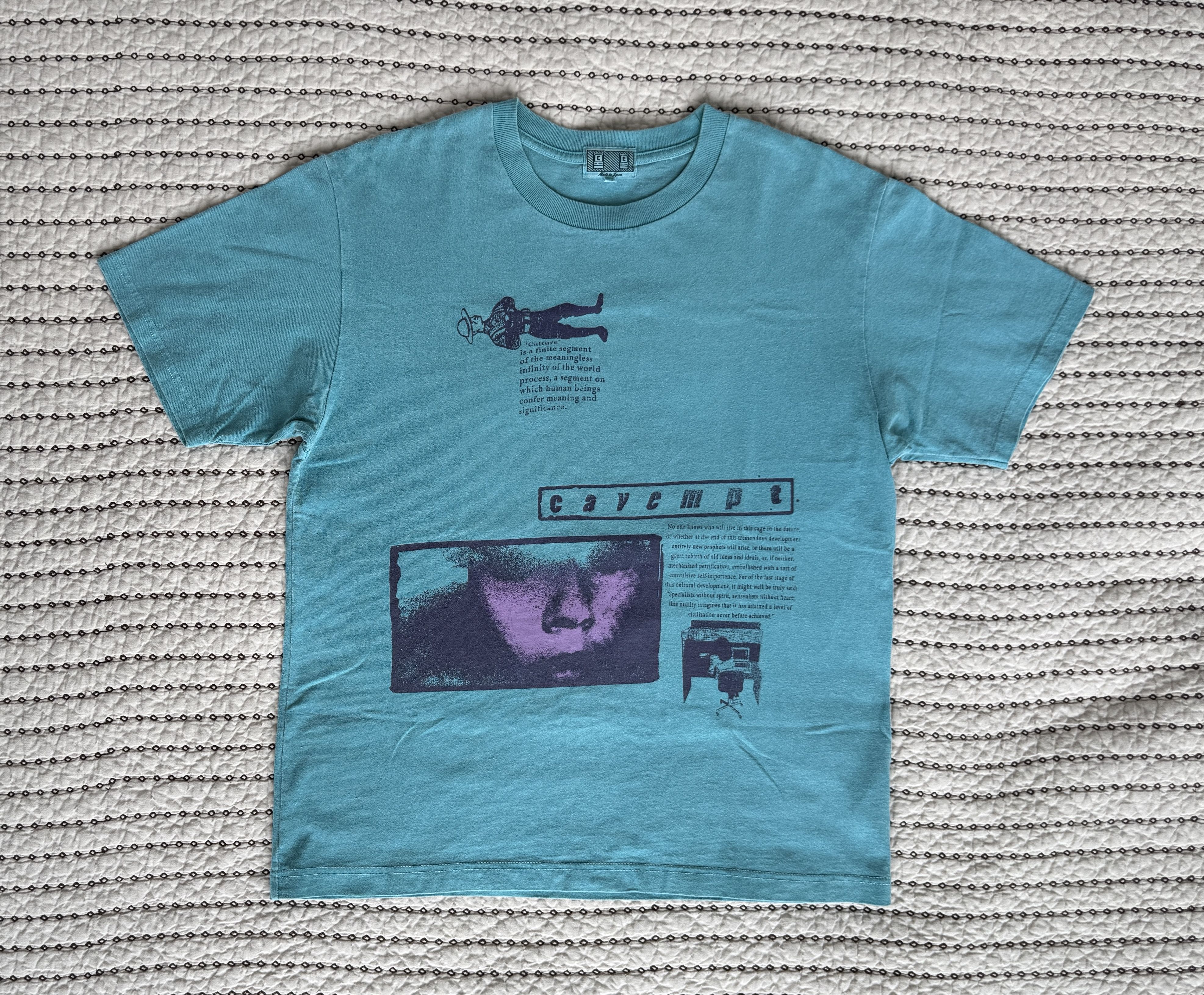 Cav Empt CAV EMPT GRAPHIC SS T-SHIRT TURQUOISE SZ MEDIUM Size US M / EU 48-50 / 2 - 1 Thumbnail