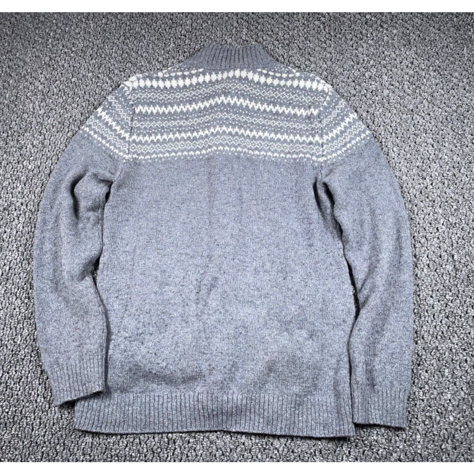 Old Navy Old Navy Cardigan Sweater Adult Large Gray Fair Isle Mock Neck Heavyweight Knit Pre-owned Mens Size US L / EU 52-54 / 3 - 2 Thumbnail
