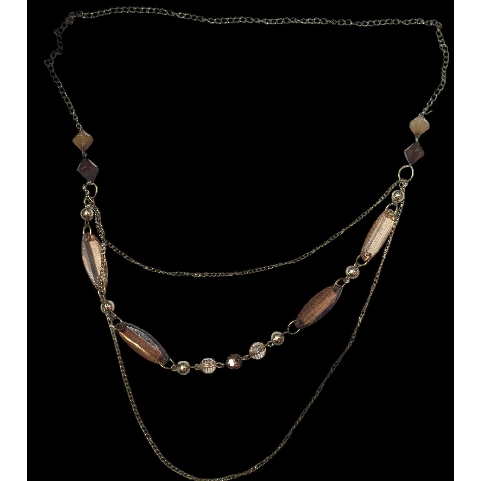 Other Retro Earth Tone Multilayer Gemmed Chain Necklace Size ONE SIZE - 3 Thumbnail