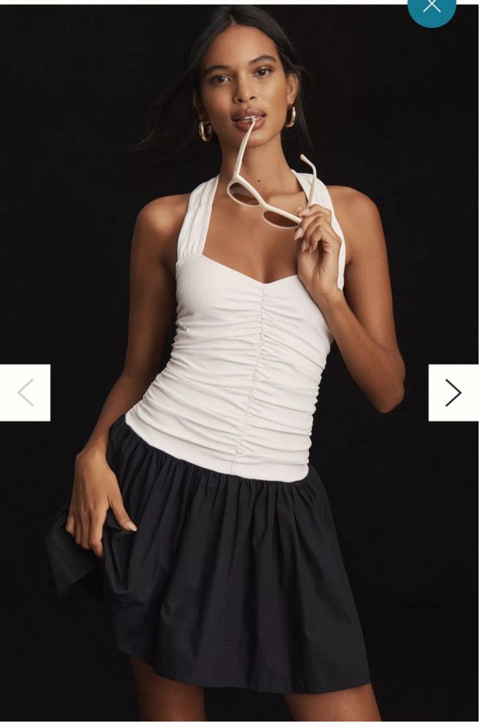 Anthropologie NWT Maeve Halter Mini Dress Black & White Size S $168 Size S / US 4 / IT 40 - 1 Thumbnail