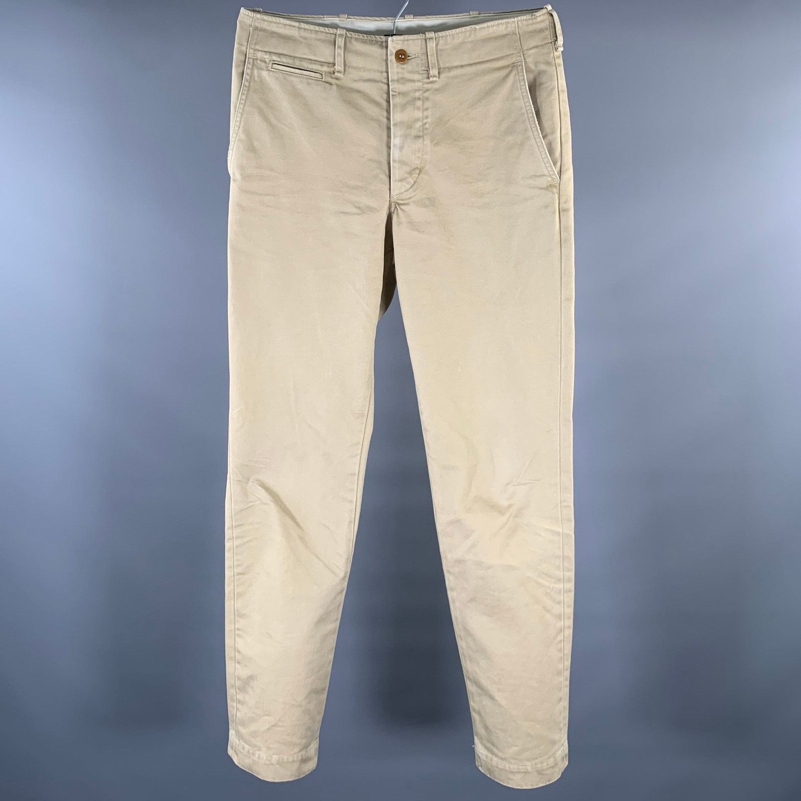Buck Mason Size 32 Khaki Solid Cotton Button Fly Casual Pants Size US 32 / EU 48 - 1 Thumbnail