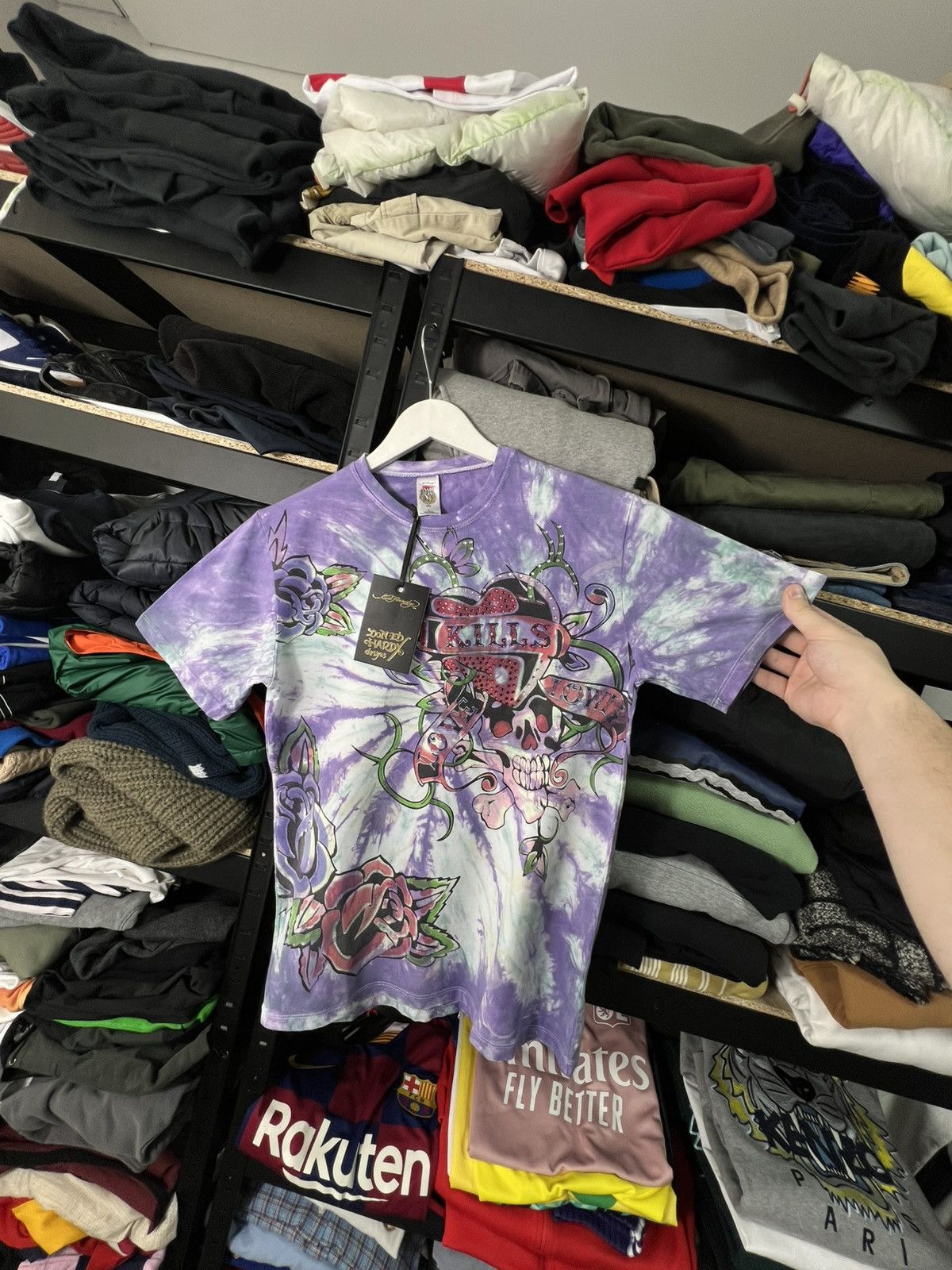 Ed Hardy Ed Hardy Love Kills Slowly Tie-Dye T-shirt Purple Size US L / EU 52-54 / 3 - 4 Thumbnail