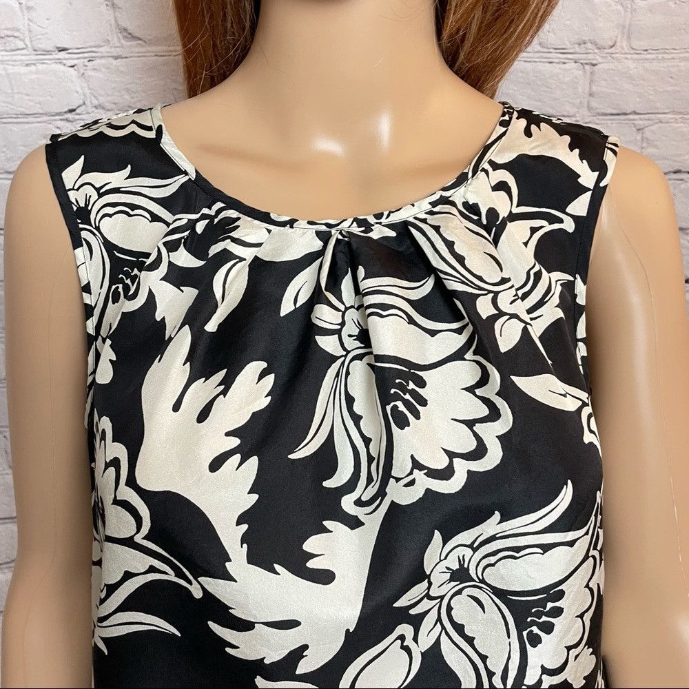 Talbots Talbots Black White Floral Silk Blouse Size 6 Size M / US 6-8 / IT 42-44 - 2 Thumbnail