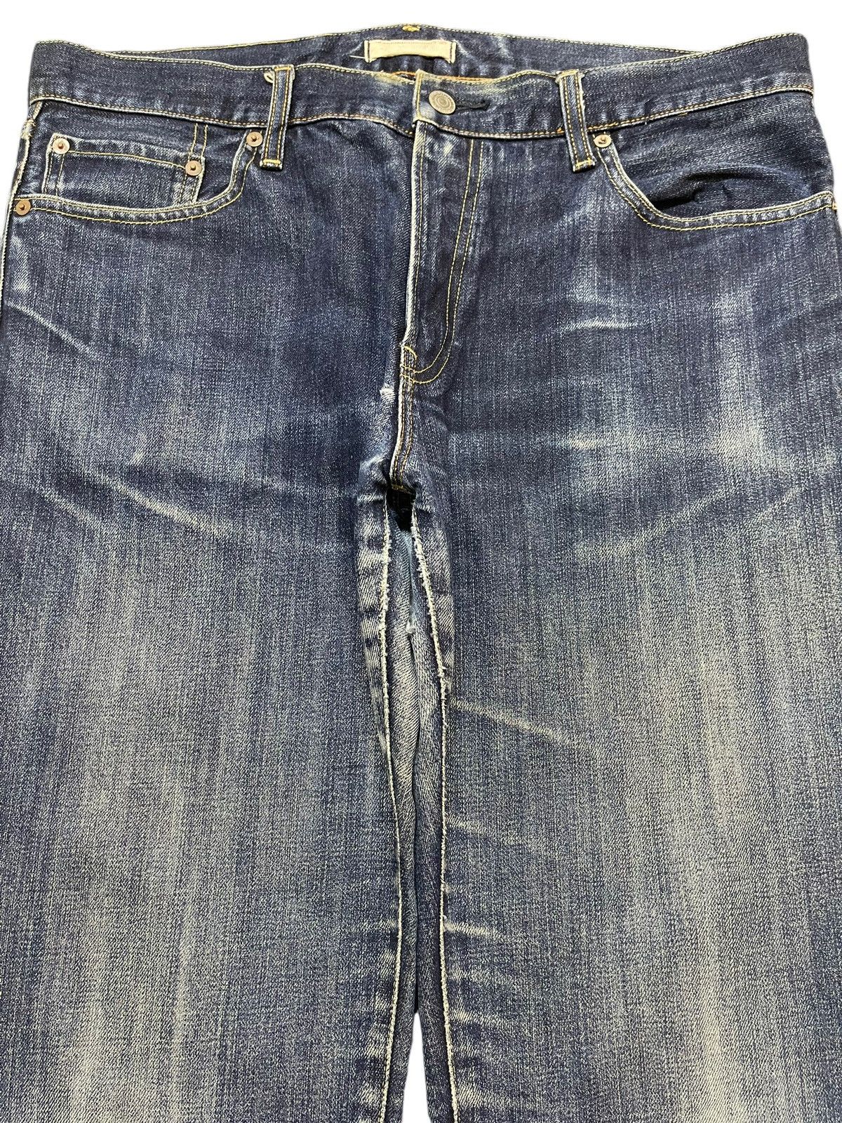 Uniqlo Vintage Y2K Japanese Uniqlo Blue Faded Wash Whisker Straight Size US 36 / EU 52 - 3 Thumbnail
